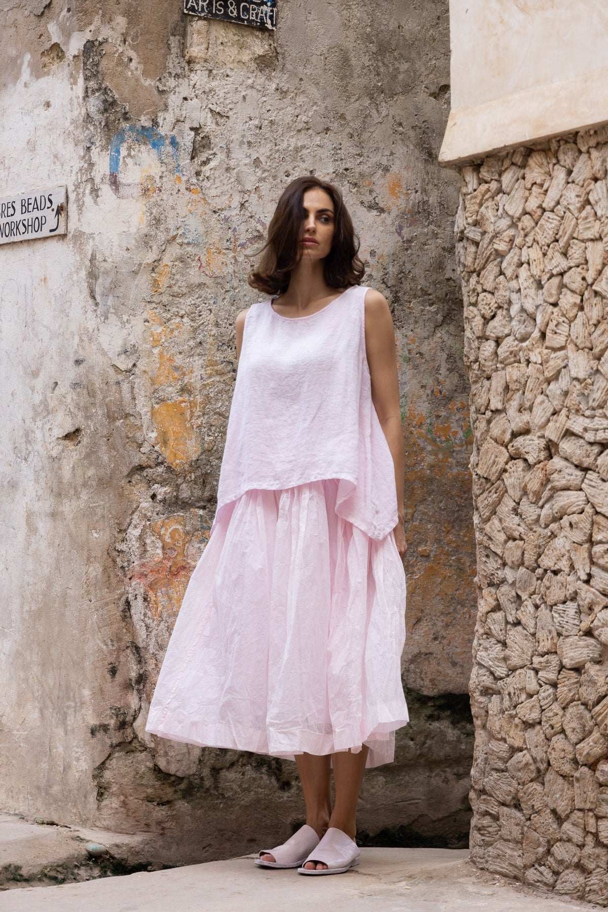 Taji Top - Linen - Pink