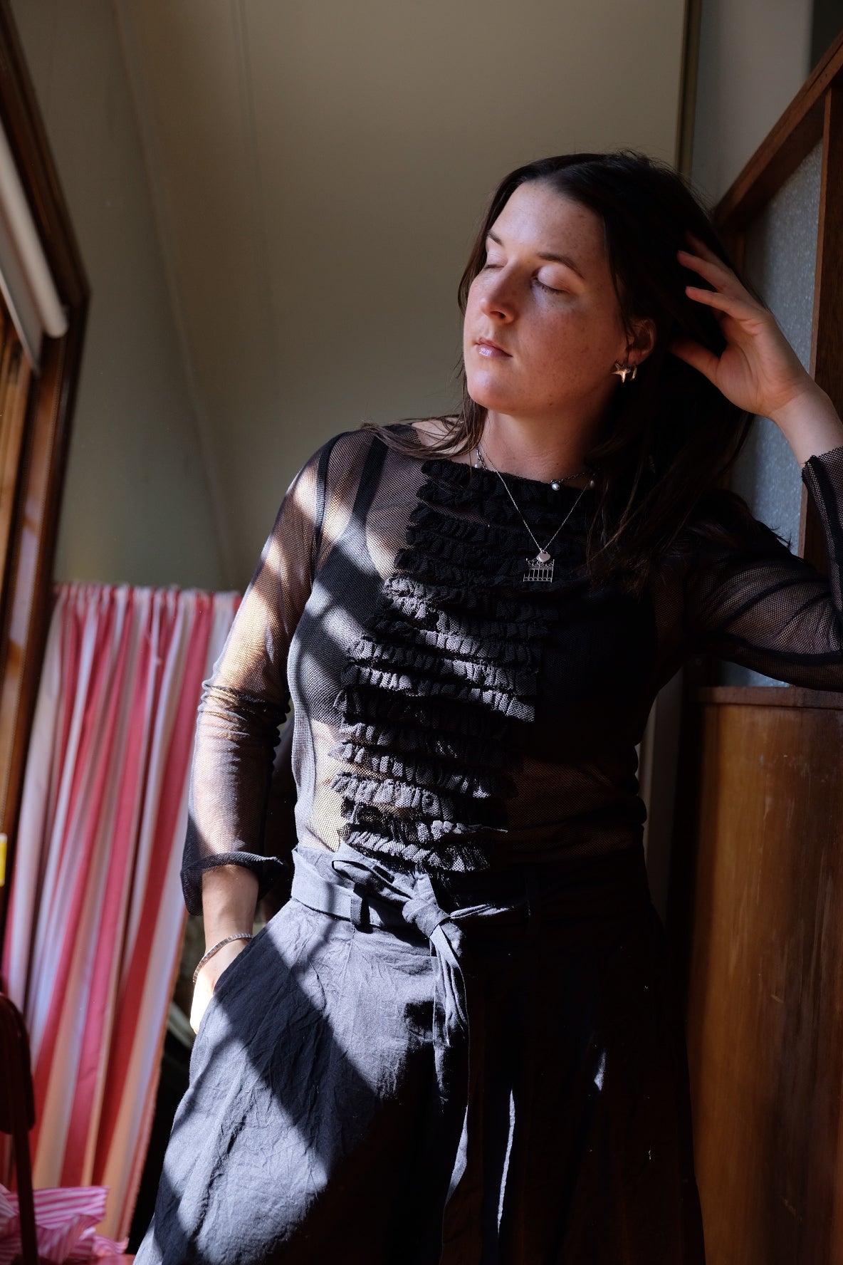 Rowena Top - Cotton Mesh Black
