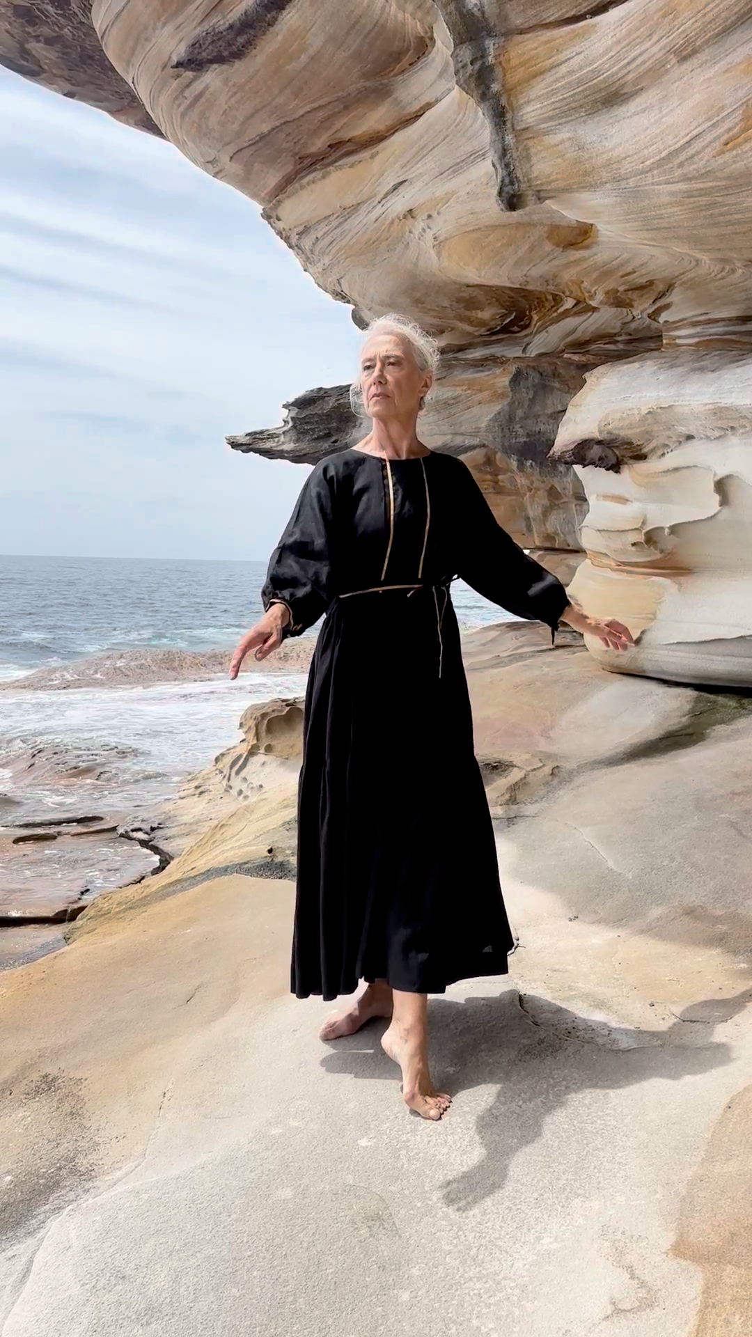 Belted Smock Dress Black