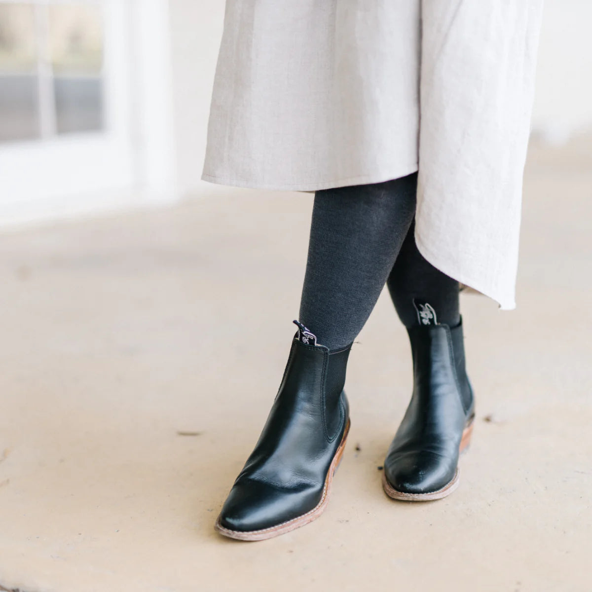 Merino Wool Flat Knit Essential Tights - Charcoal