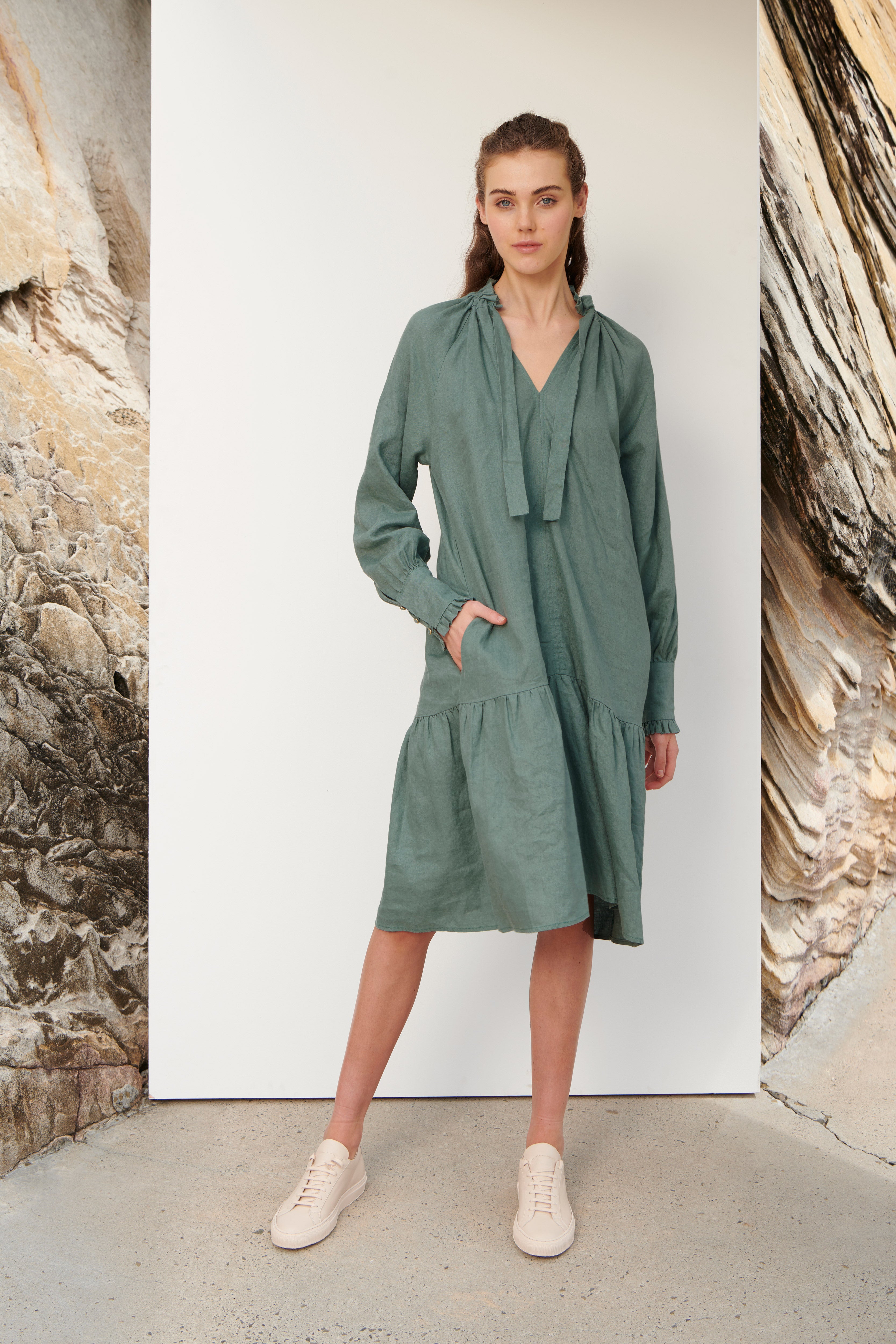 Cecile Linen Dress - Sea