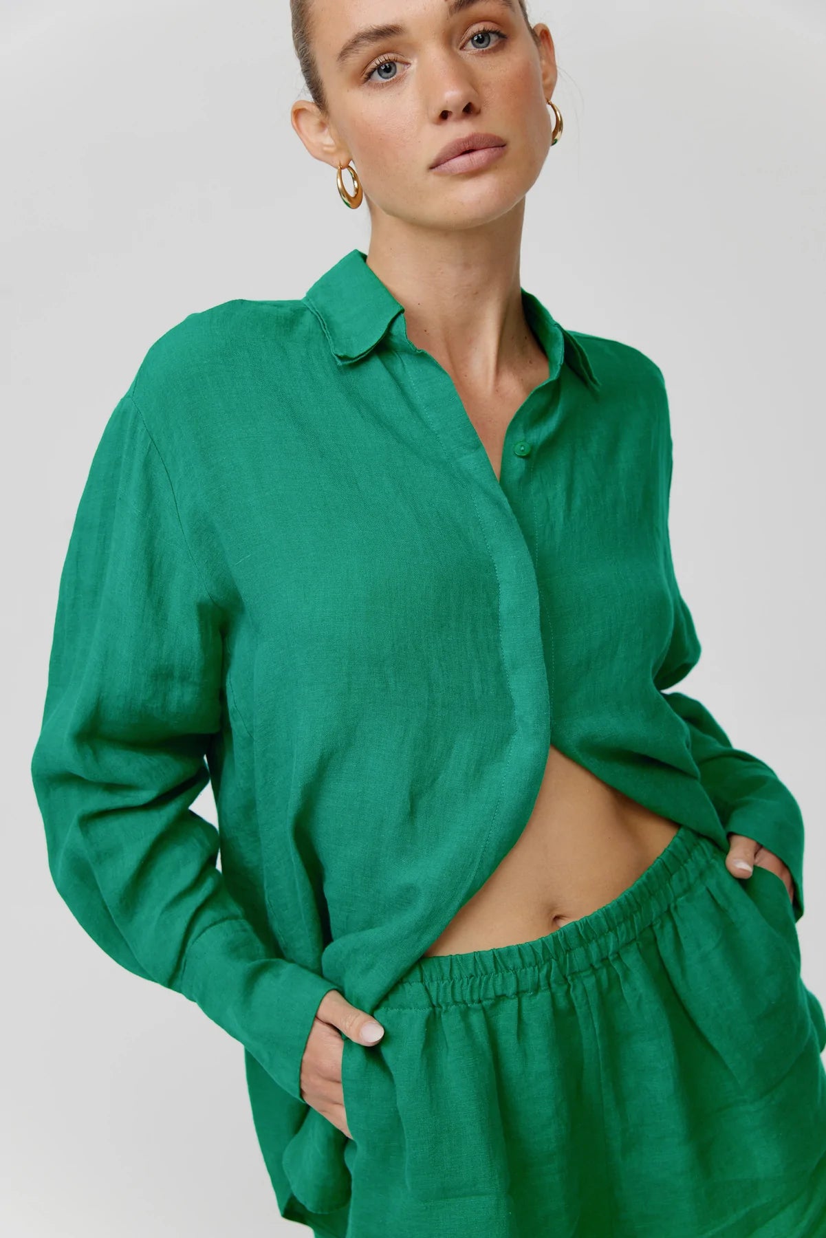 Noah Linen Shirt - Green
