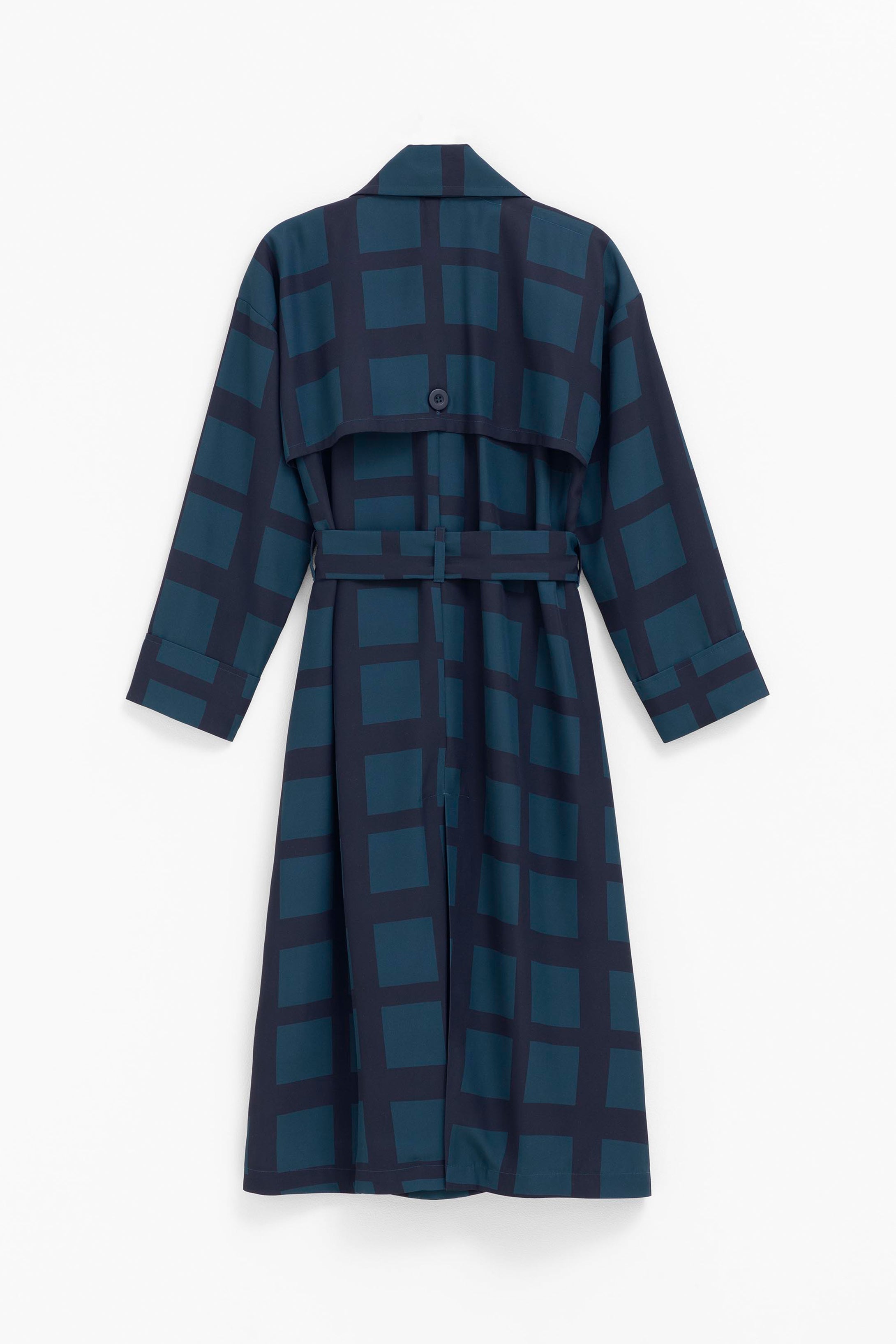 Krata Trench Coat - Navy/Kombu Green Check