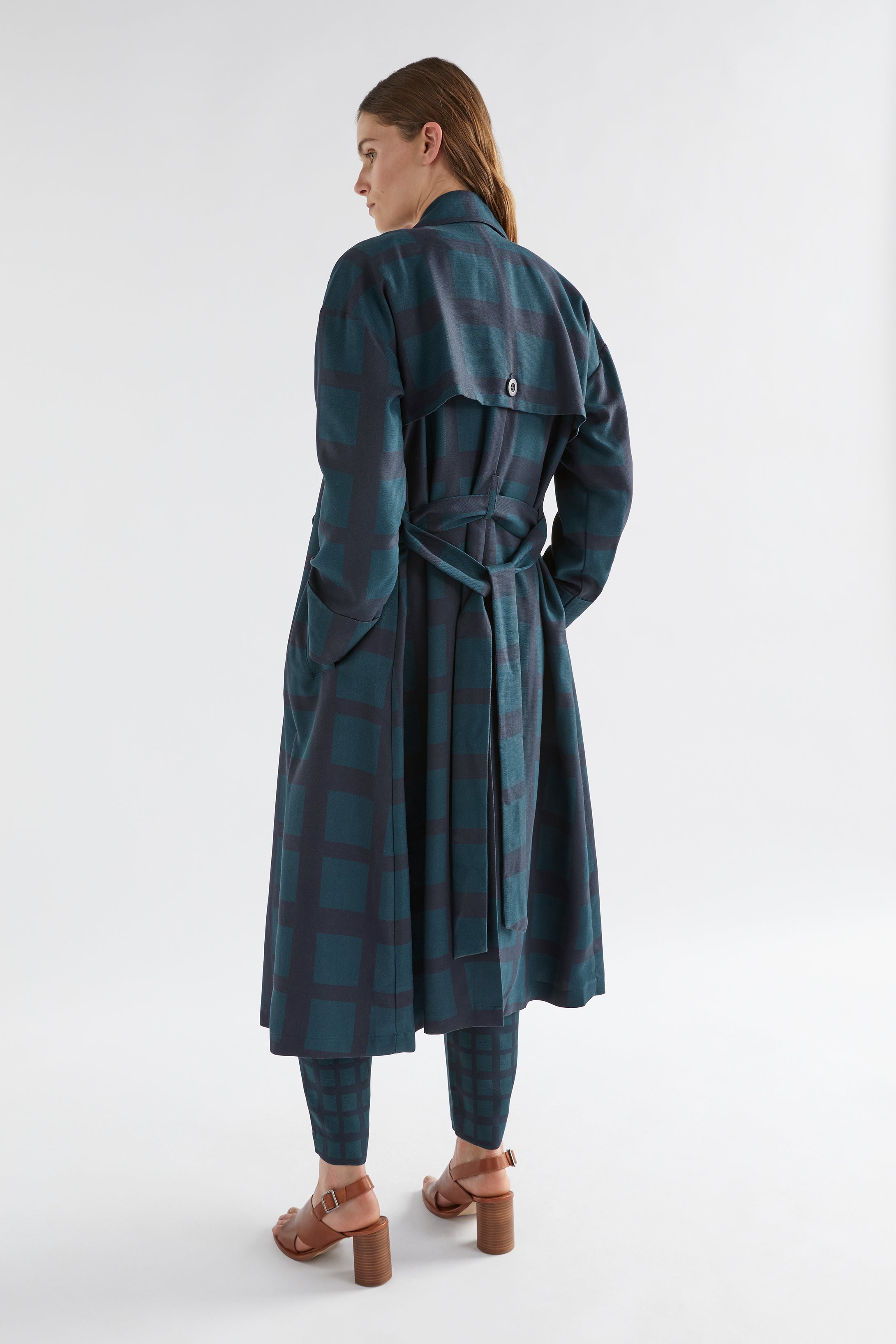 Krata Trench Coat - Navy/Kombu Green Check