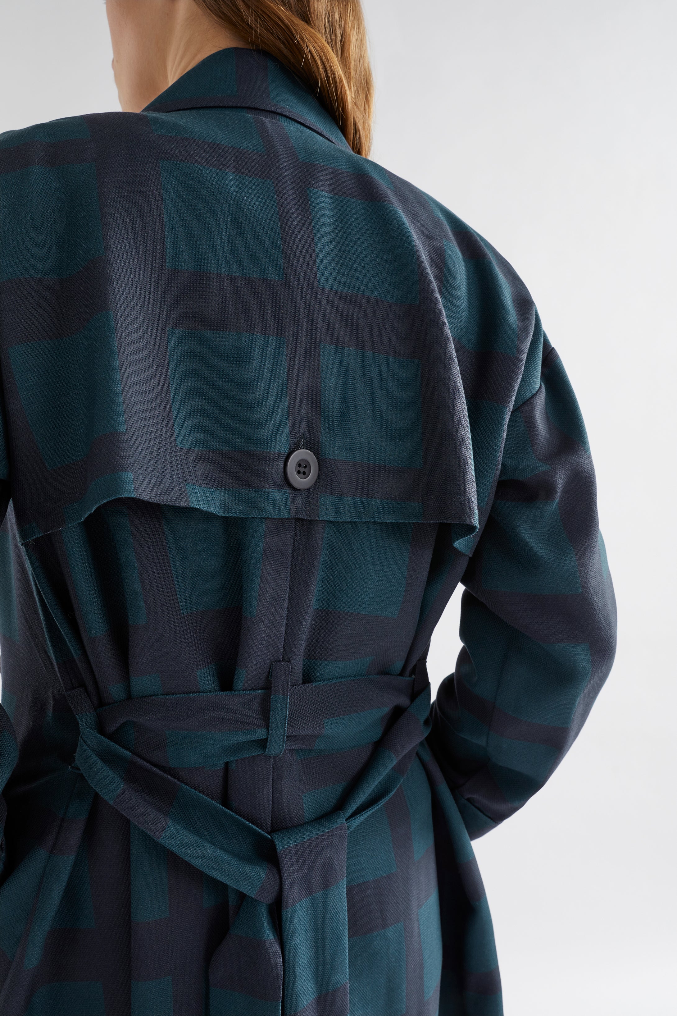 Krata Trench Coat - Navy/Kombu Green Check