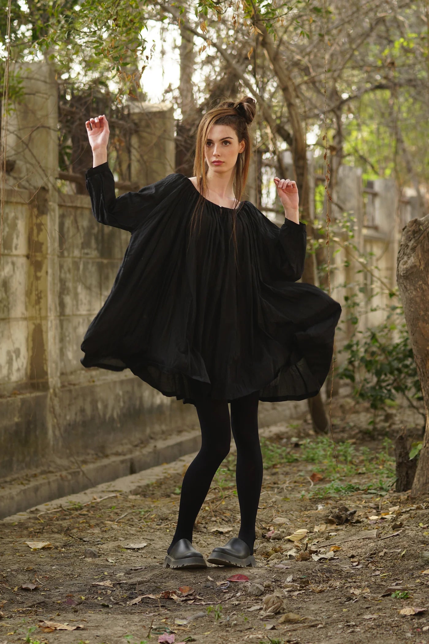 Gabrielle Tunic Cotton Silk - Black