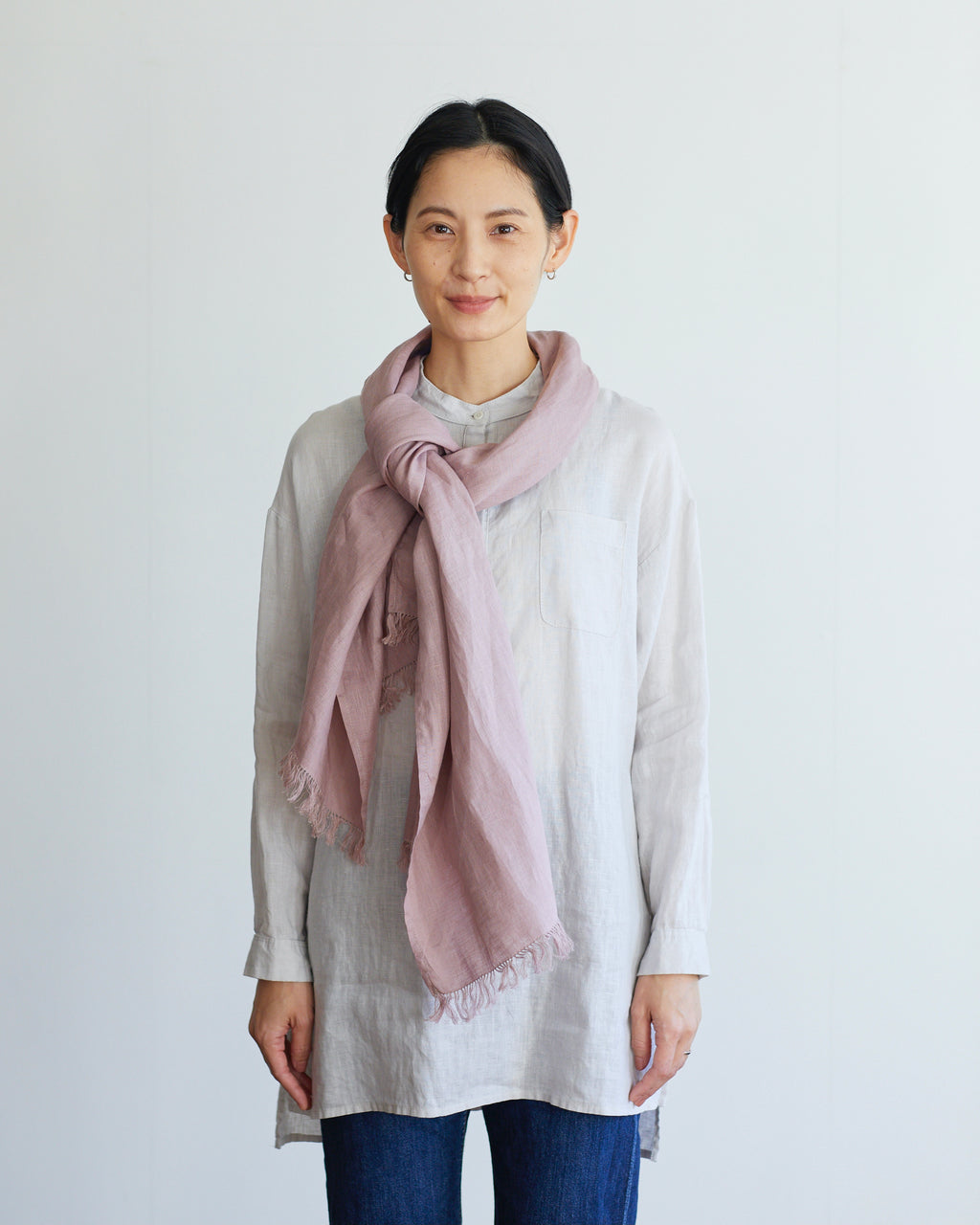 Fog Linen Work Roserie Linen Scarf - Acier main image 0