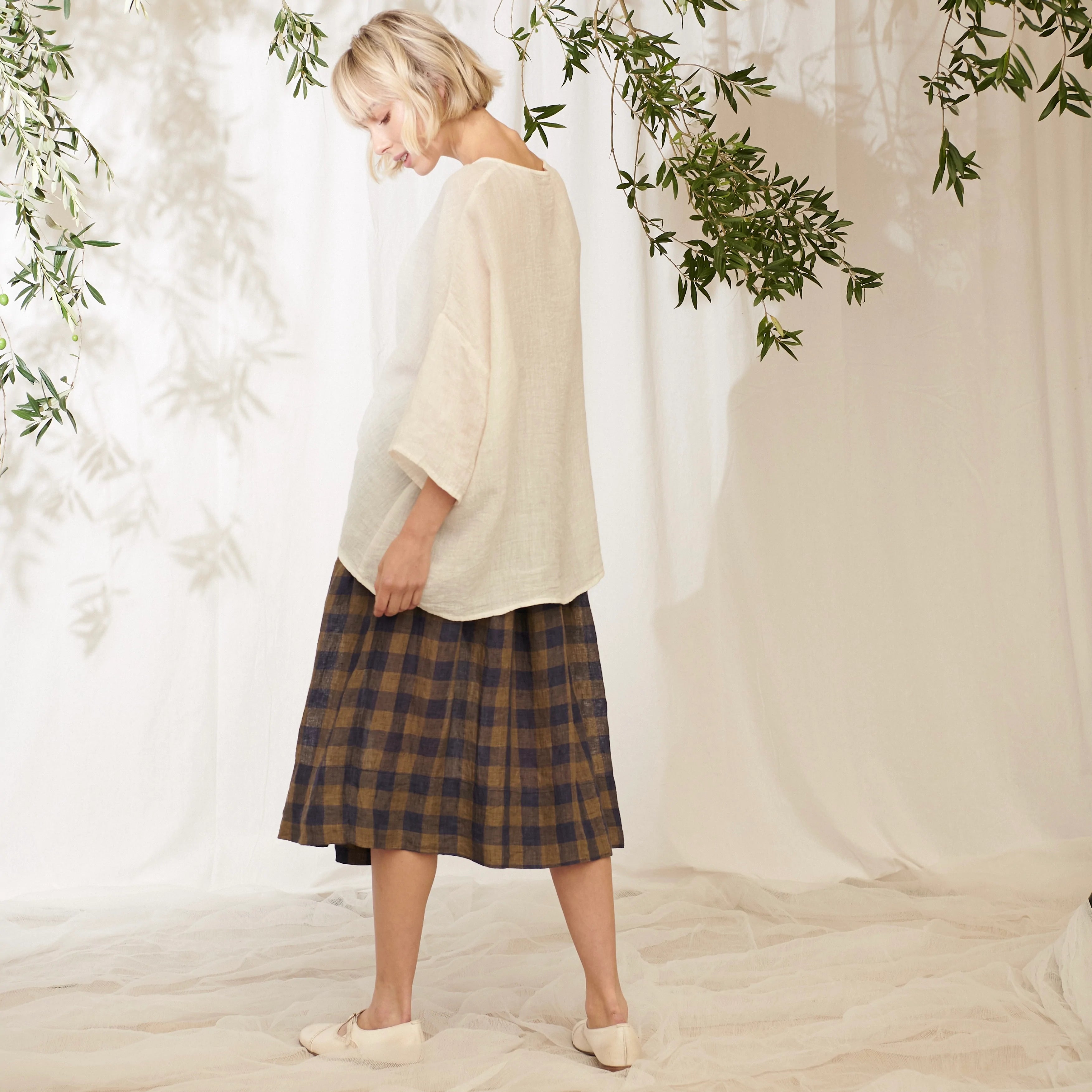 Clara Oversized Linen Tee - White