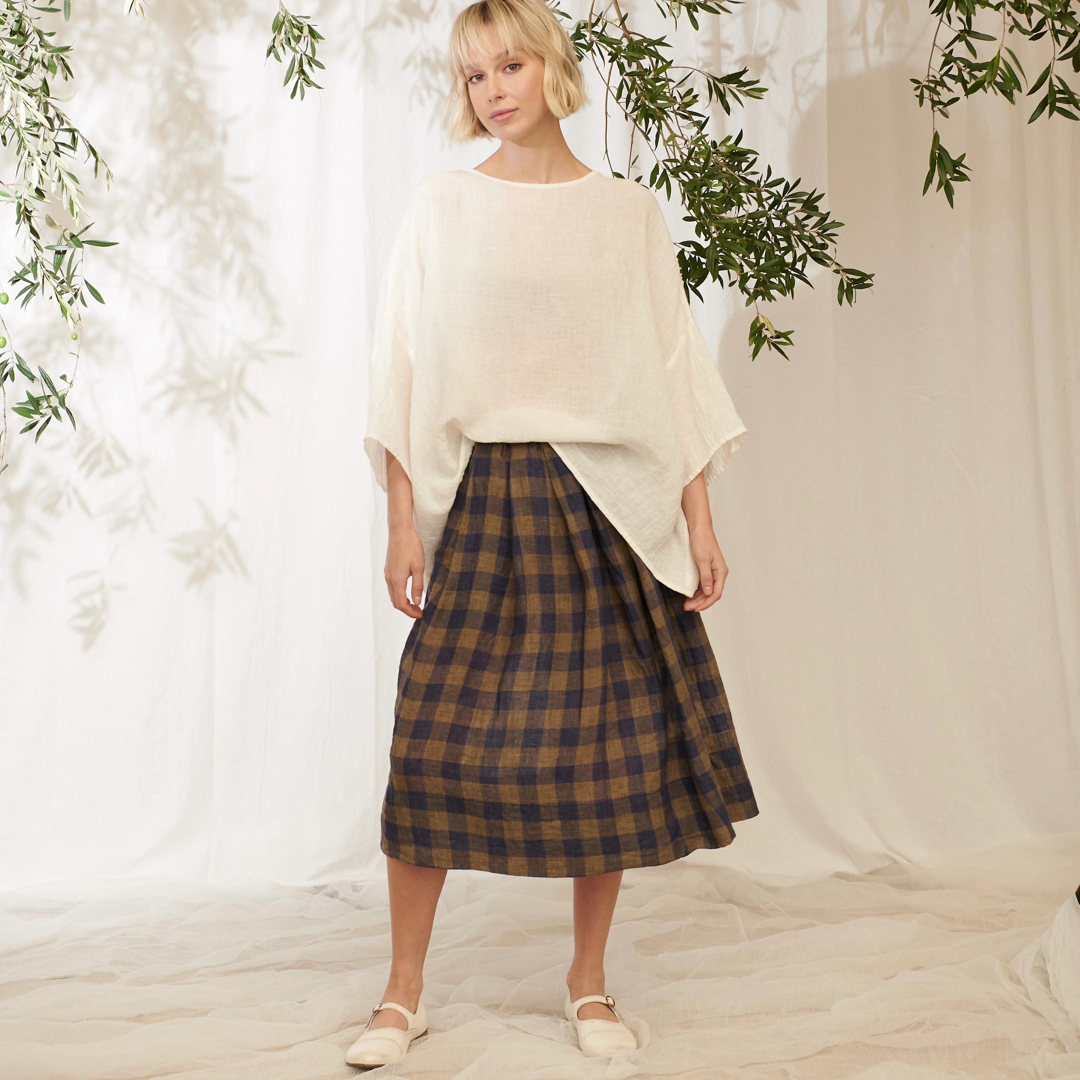 Clara Oversized Linen Tee - White