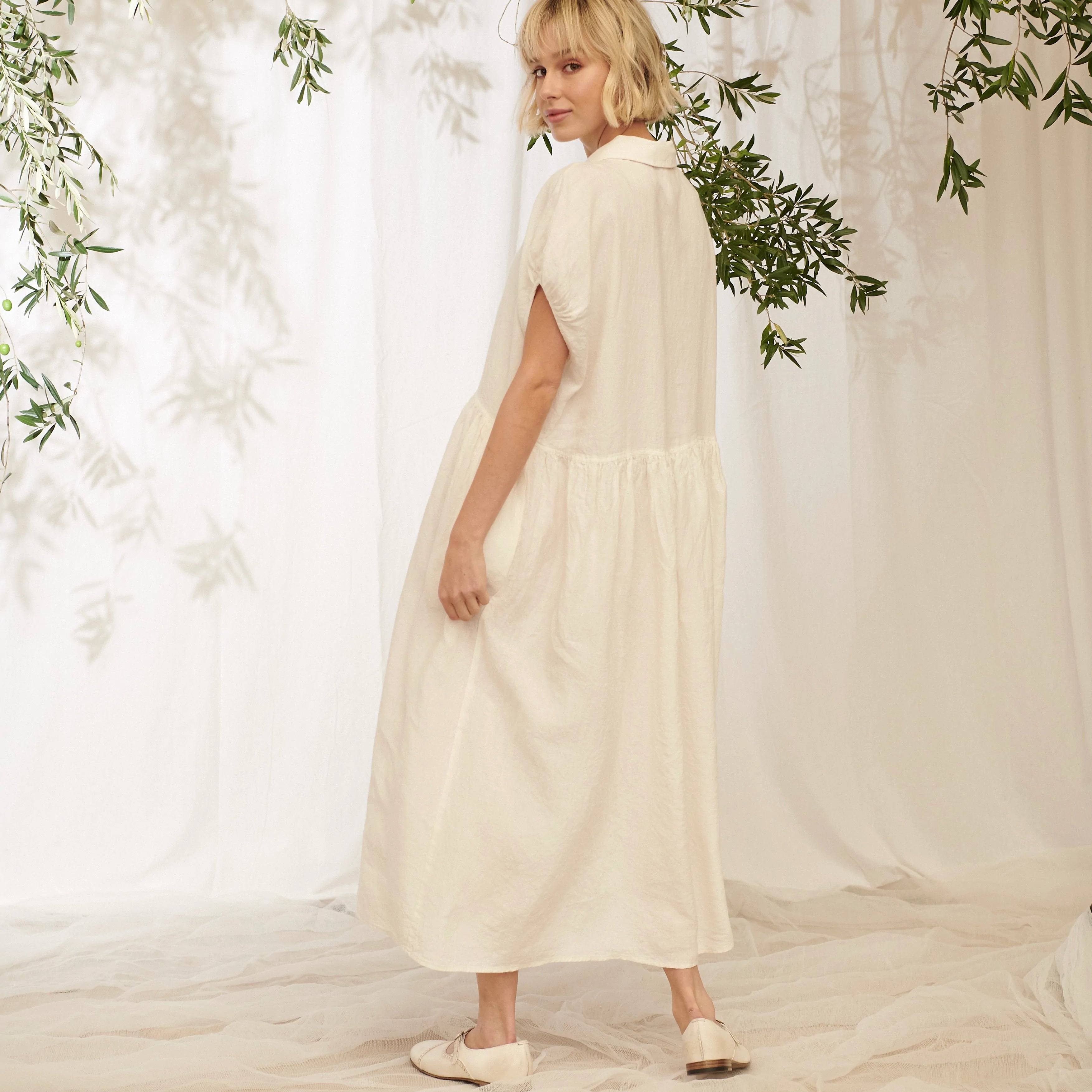Pennant Linen Dress - Milk