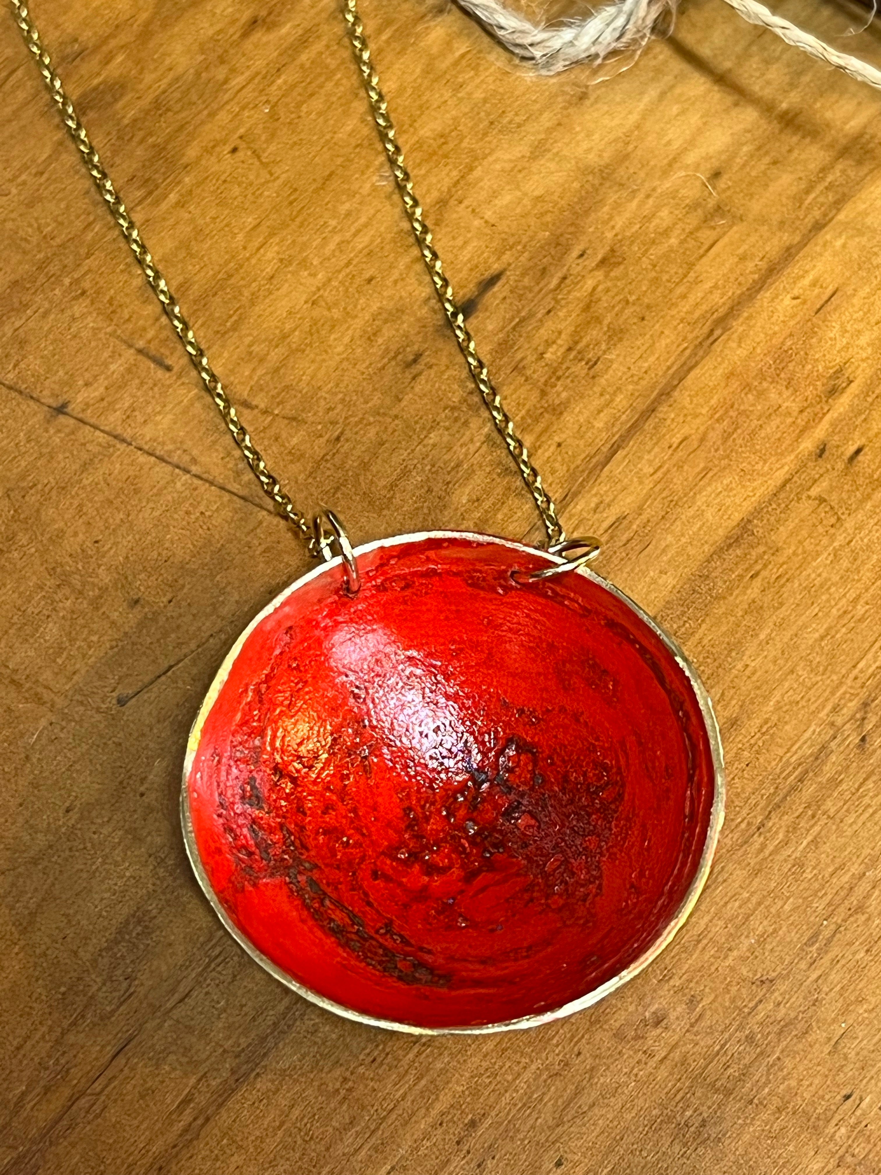 Moulded Circle Pendant - Red