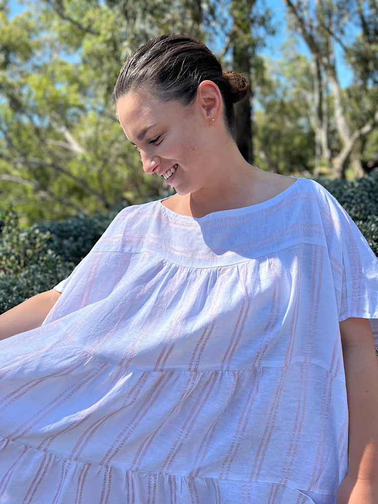 Infinity Dress - White/Petal Stripe