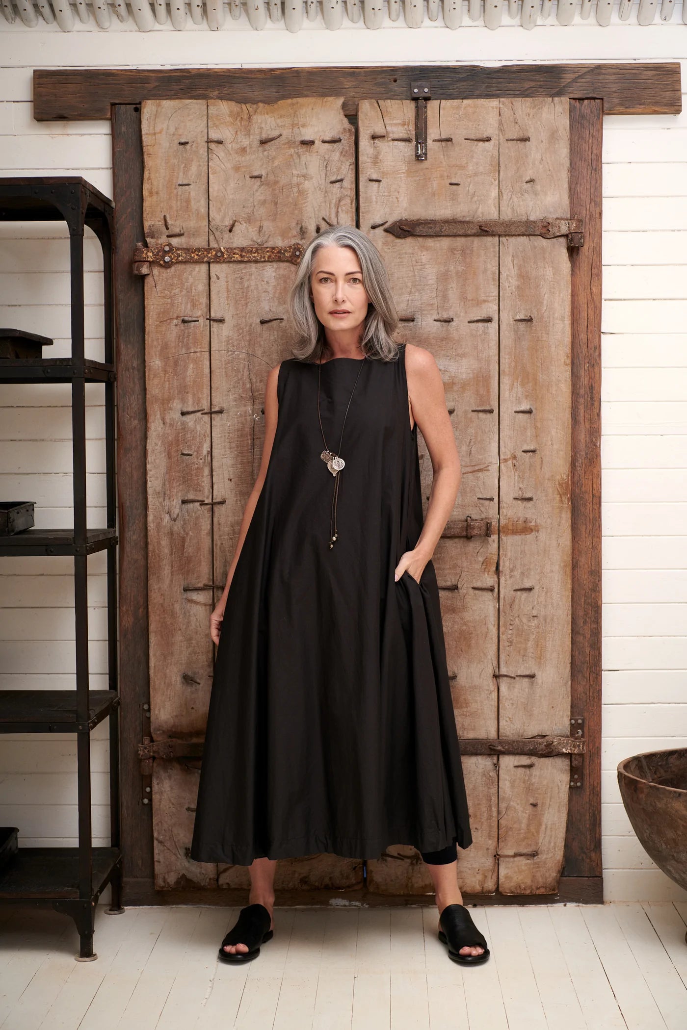 Black cotton dress casual best sale