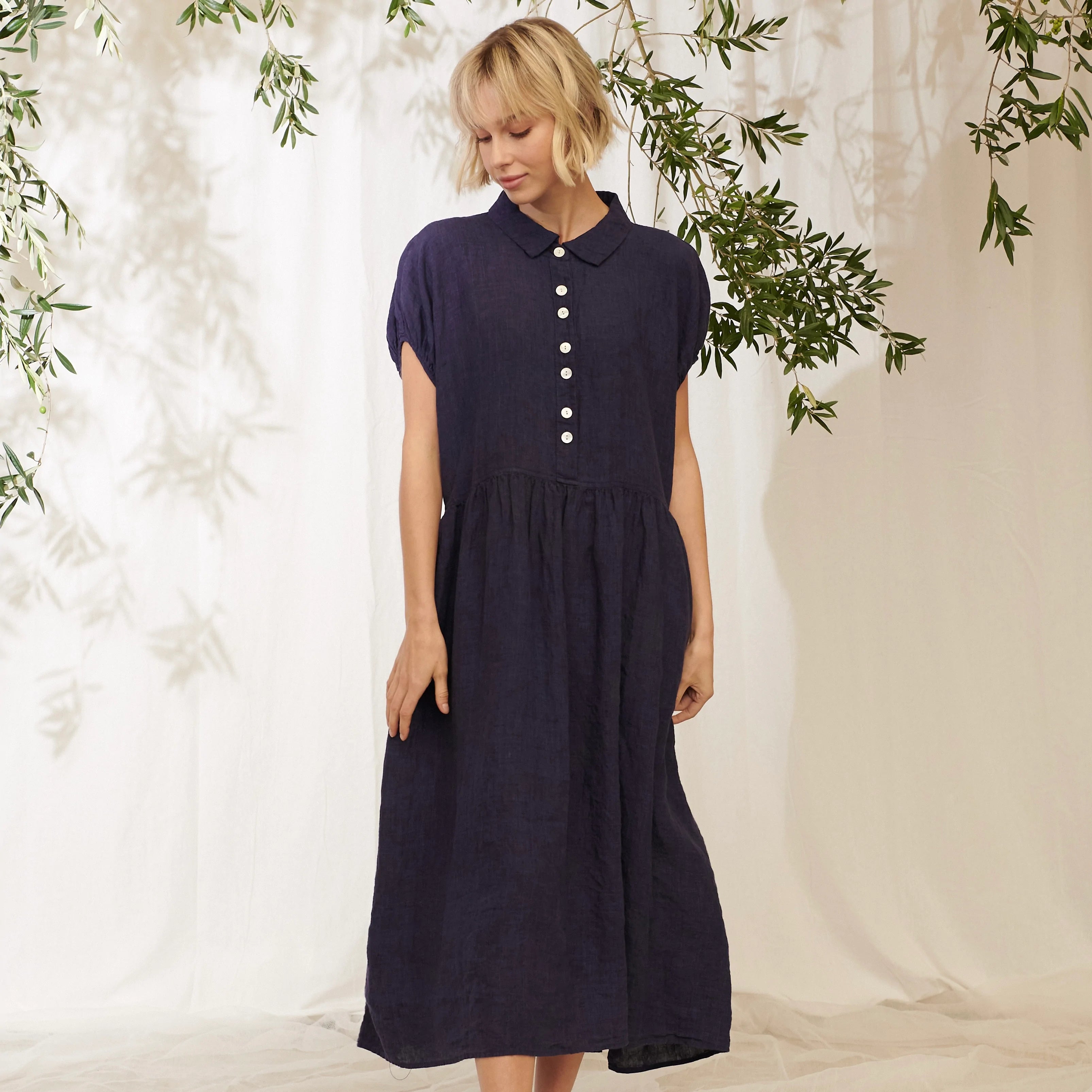 Pennant Linen Dress - Indigo