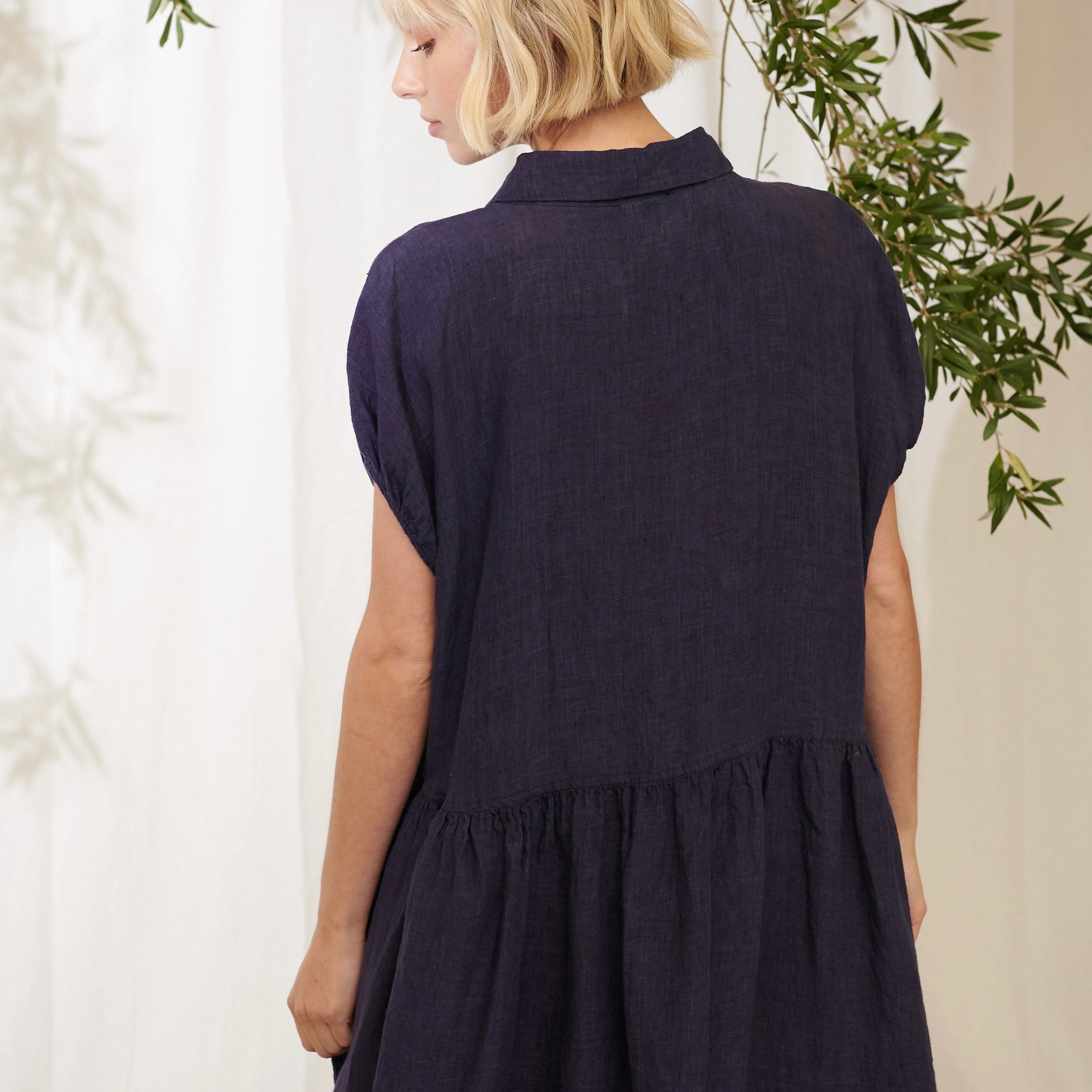Pennant Linen Dress - Indigo