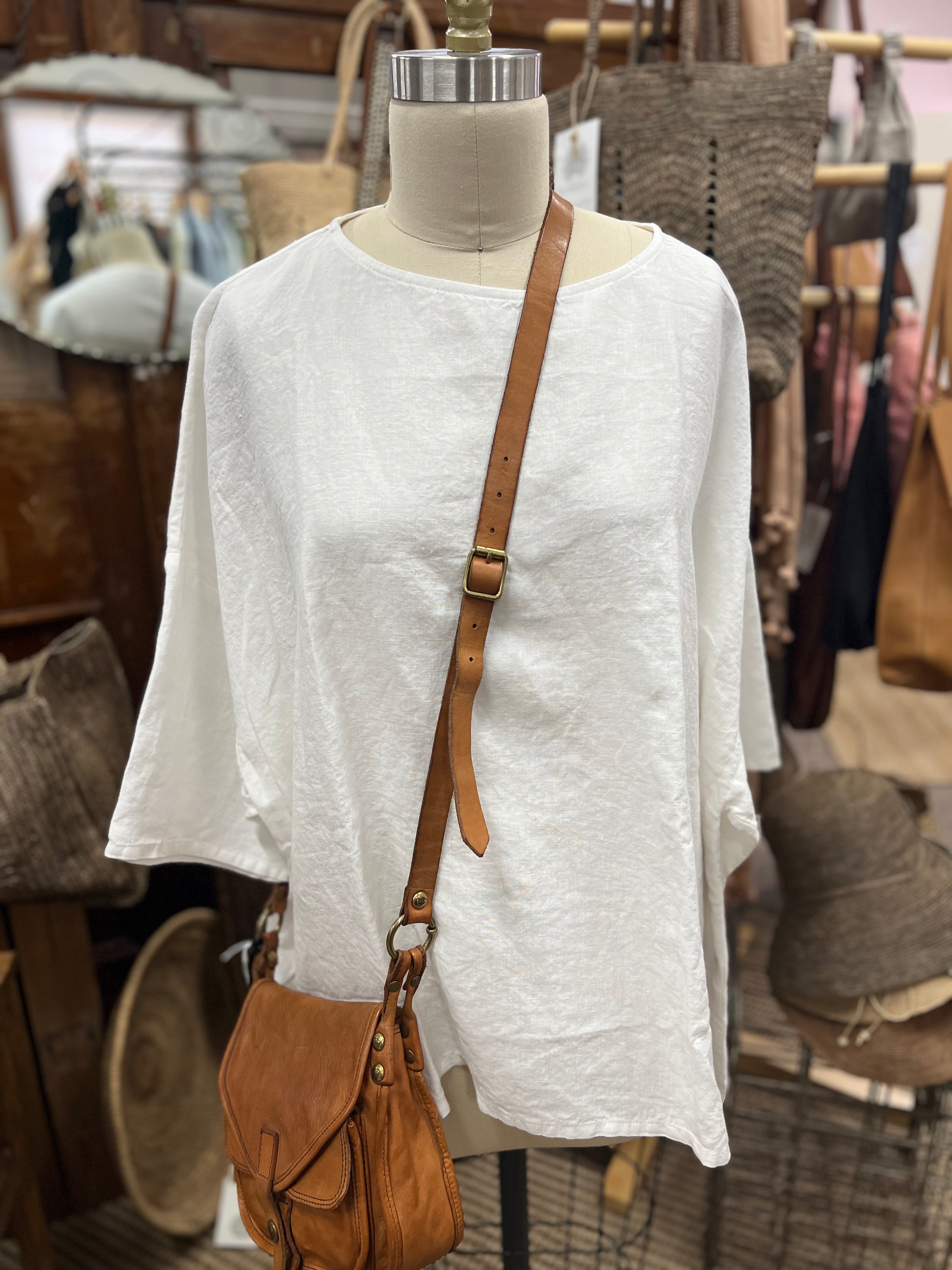 Clara Oversized Linen Tee - White