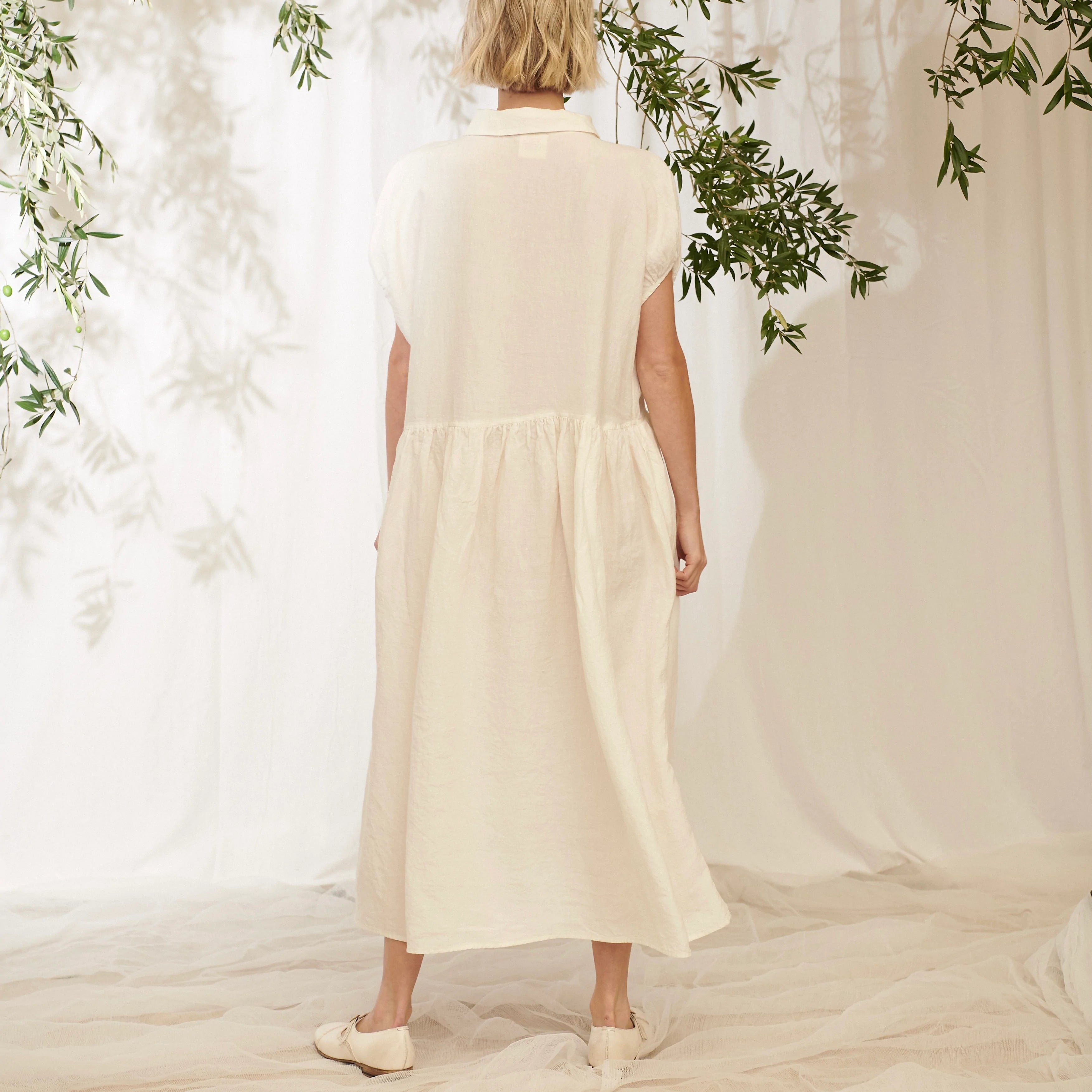 Pennant Linen Dress - Milk