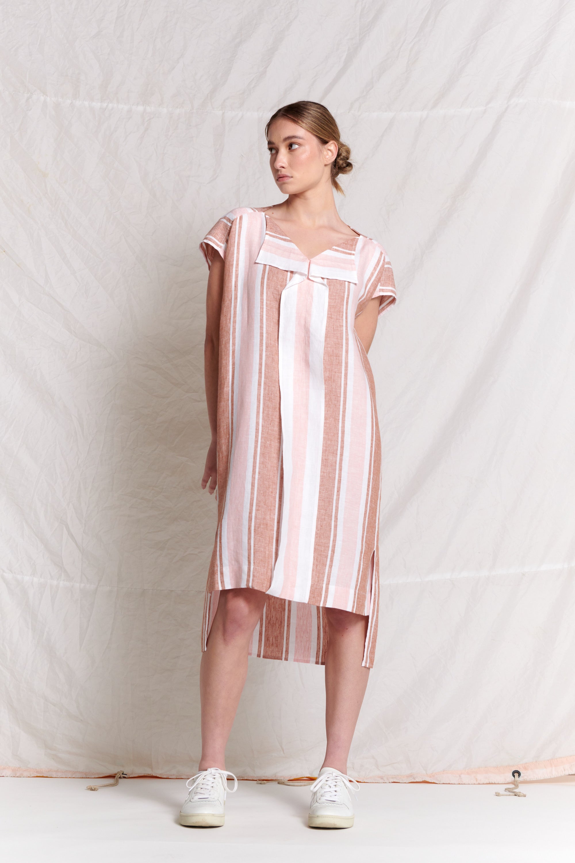 Milan Dress Stripe - Bronze/Petal