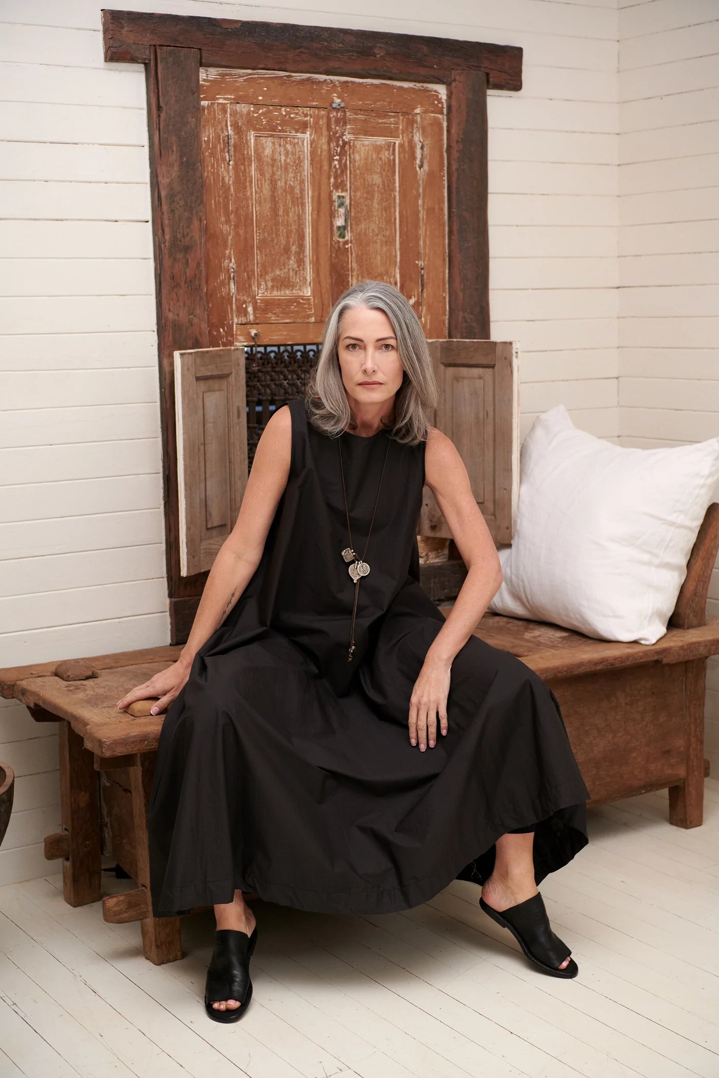 Zahra Paper Cotton Dress - White