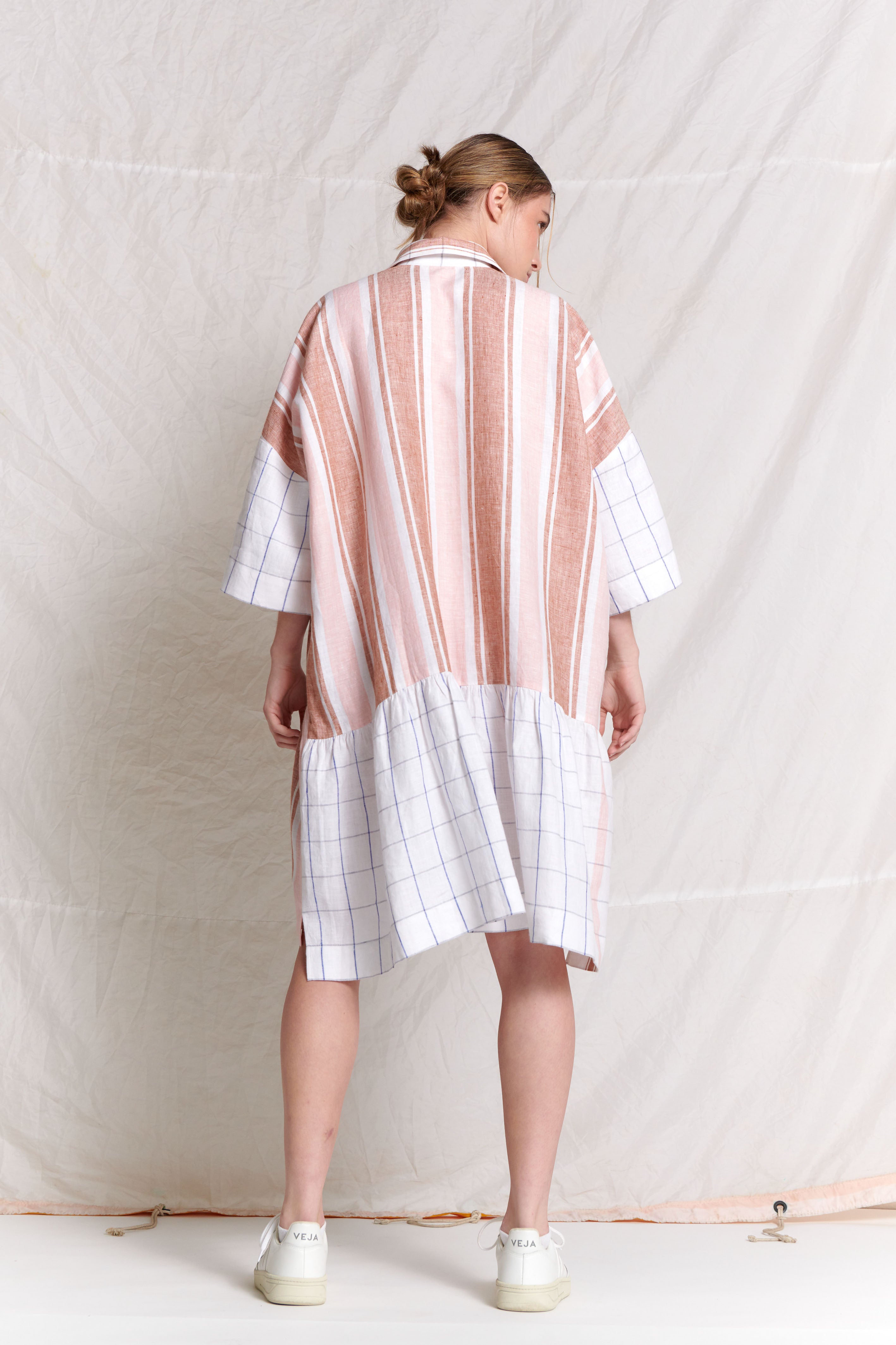Biban Dress Stripe/Plaid - Bronze/Petal