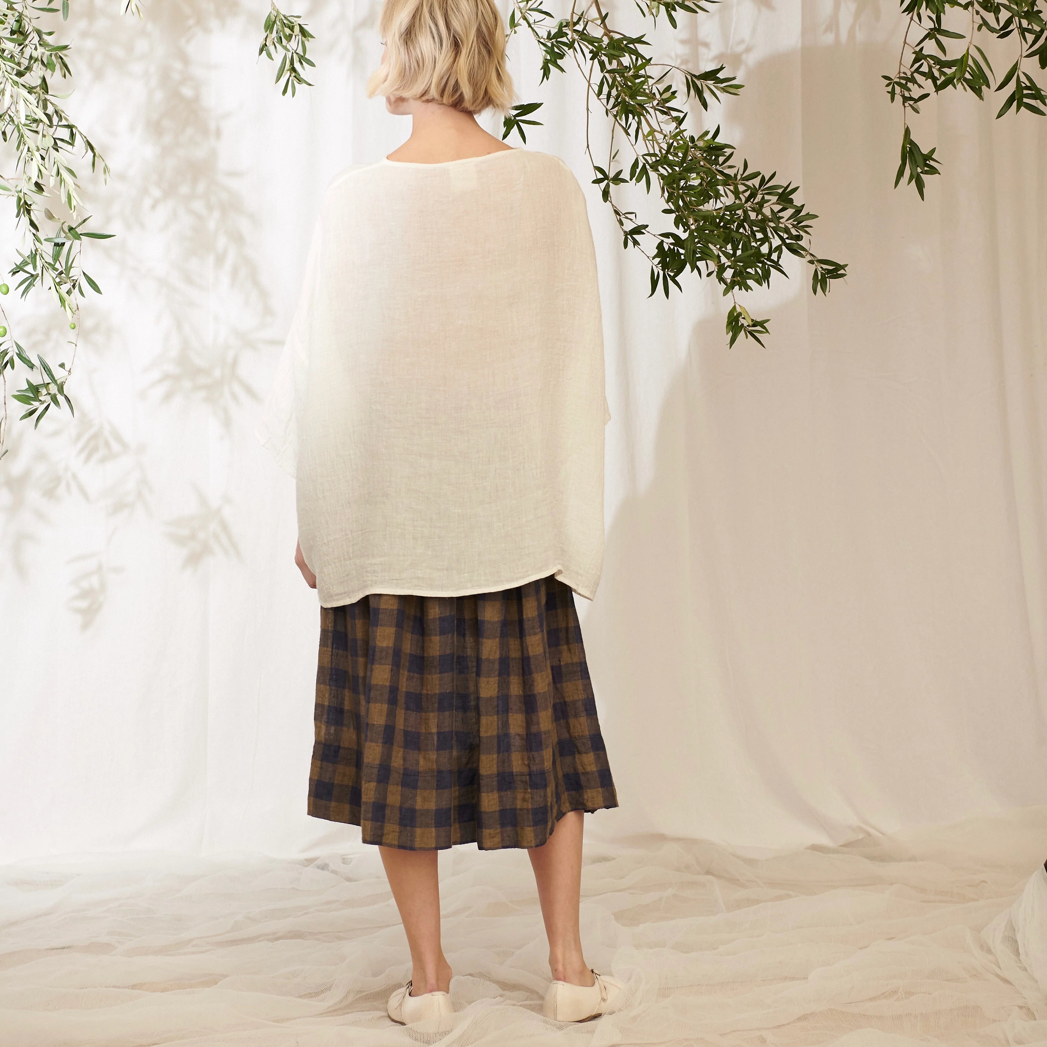 Clara Oversized Linen Tee - White