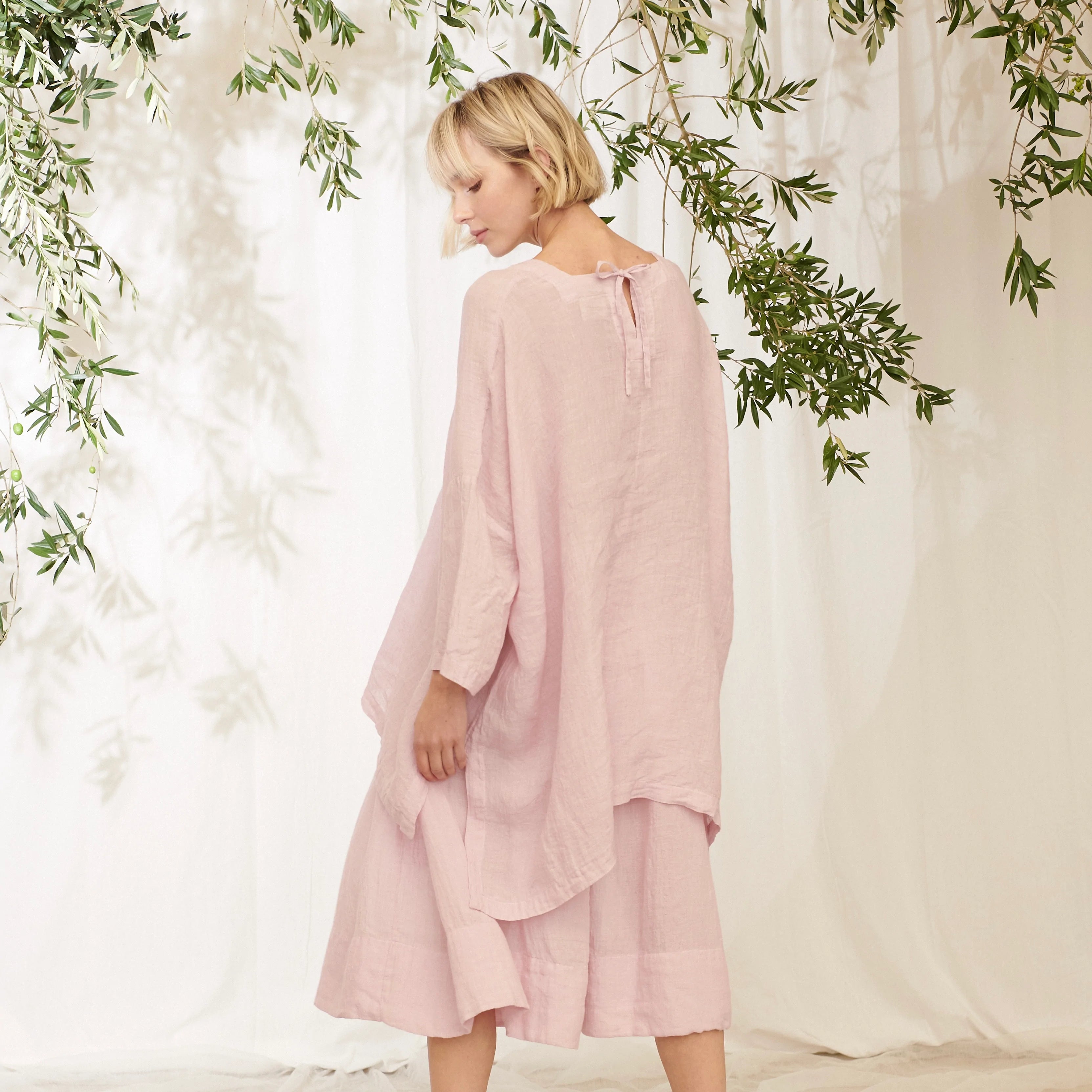 Isabelle Linen Gauze Square Neck Top - Waterlily