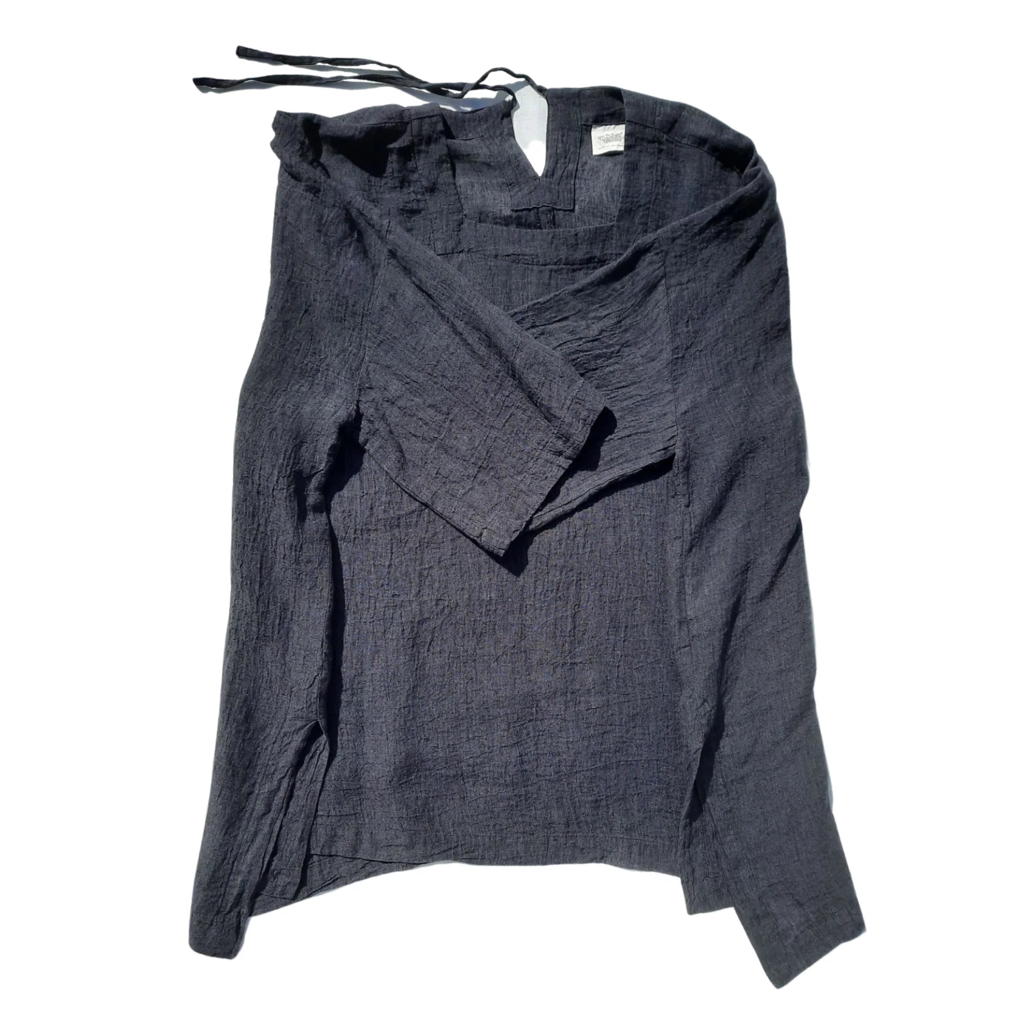 Isabelle Linen Gauze Square Neck Top - Blackwood
