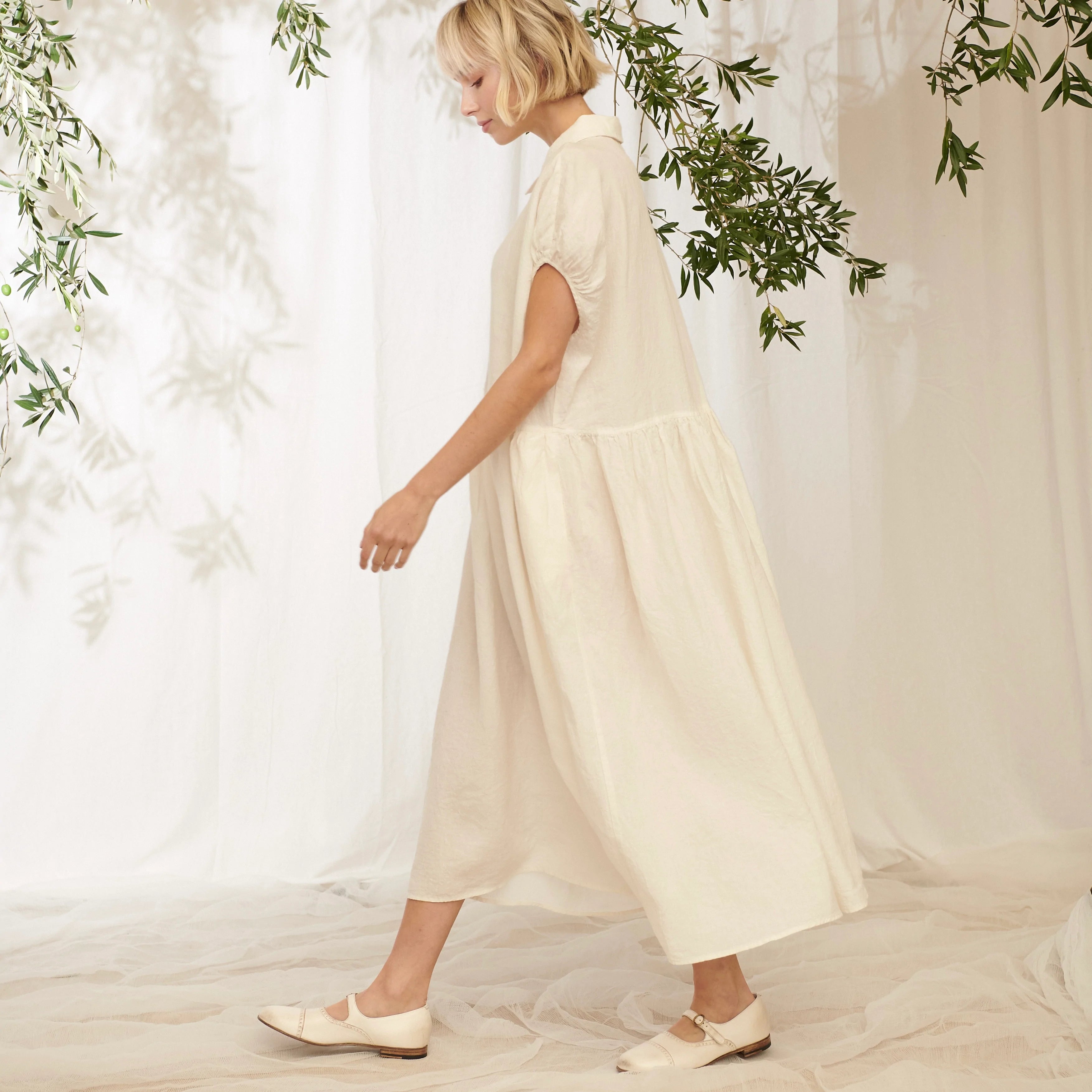 Pennant Linen Dress - Milk