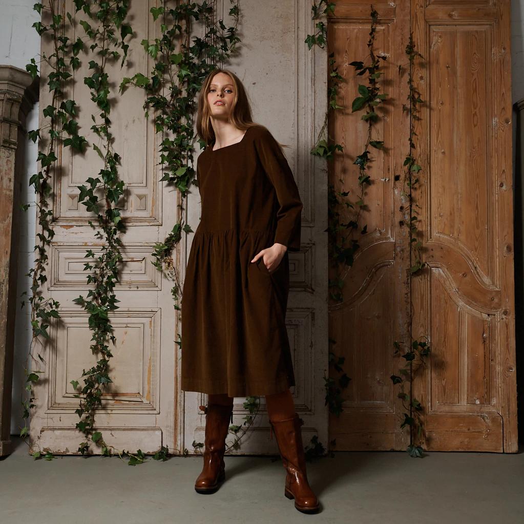 Patron Pinwale Corduroy Dress - Amber