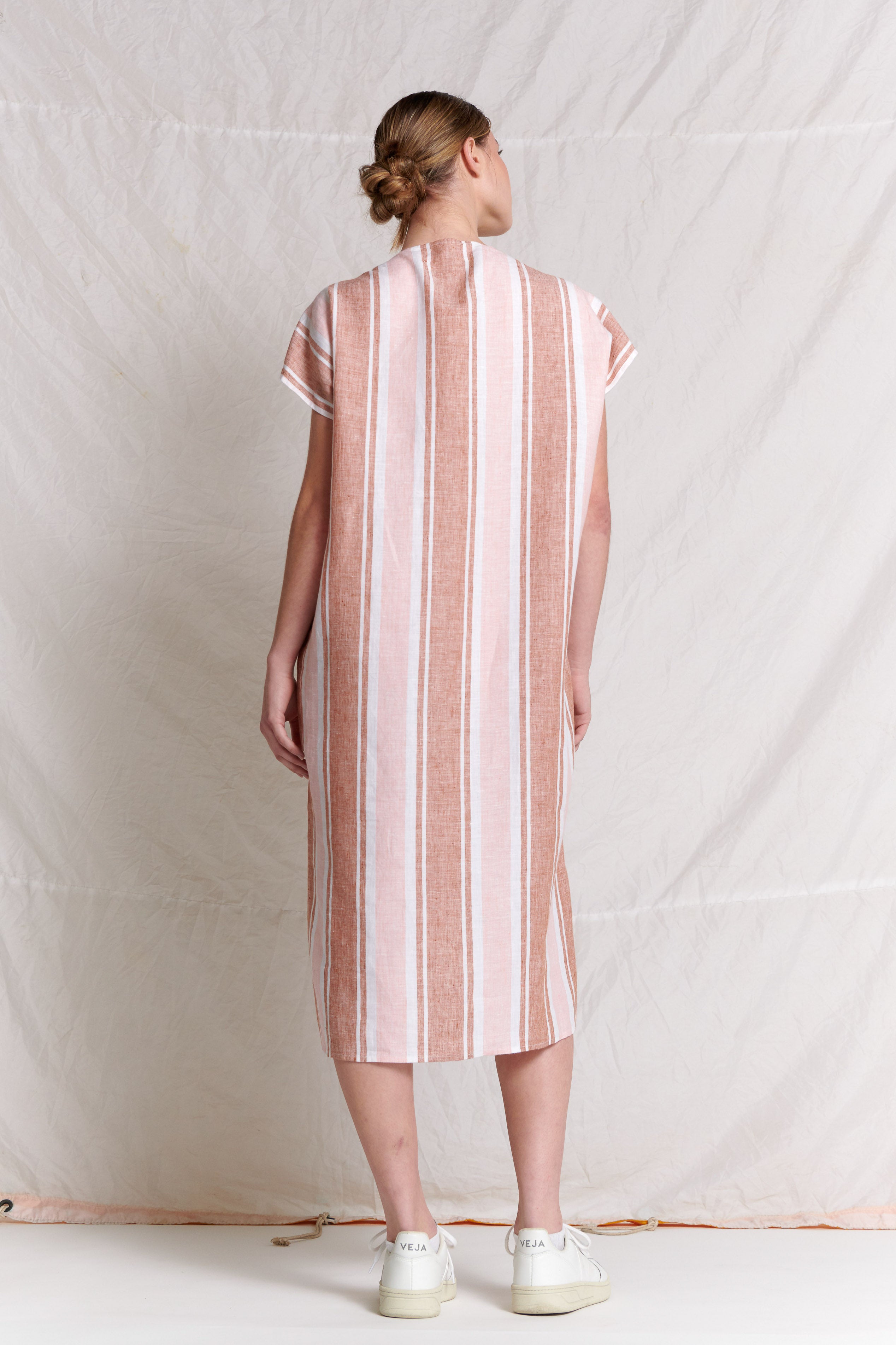 Milan Dress Stripe - Bronze/Petal