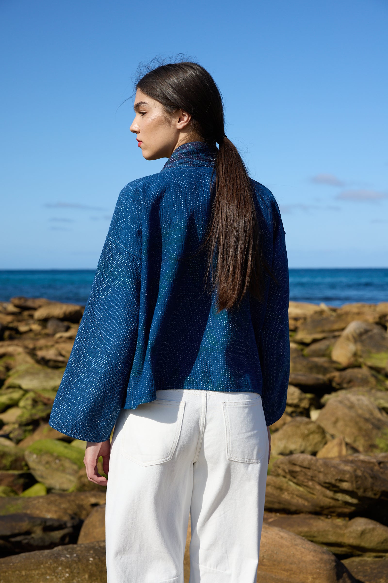 Reversible Kantha Jacket with Patch Pockets