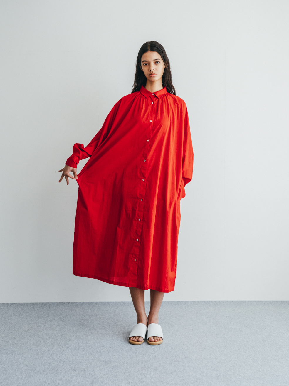 Lipi Cotton Dress - Tomato Red
