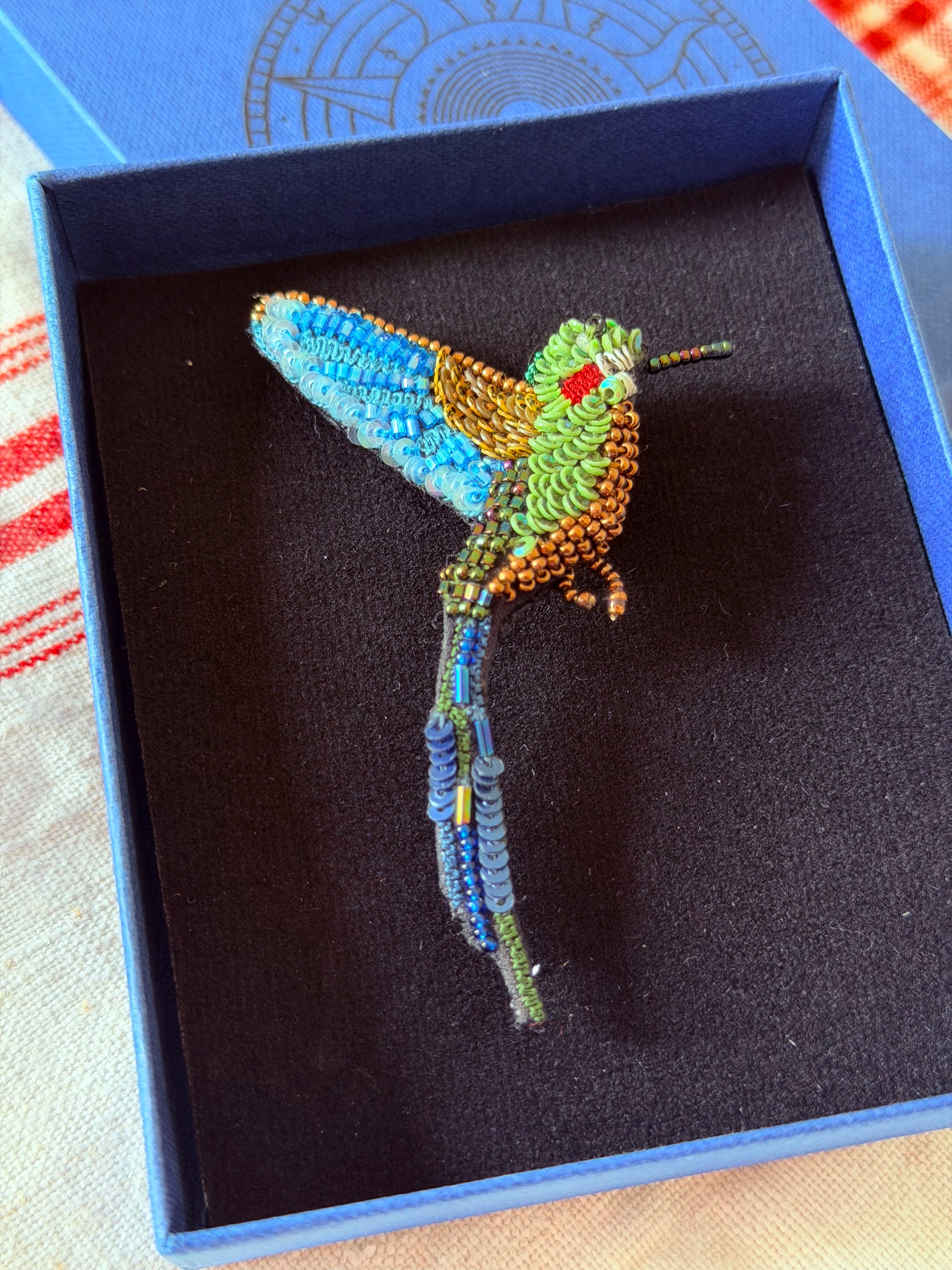 Tropical hummingbird brooch