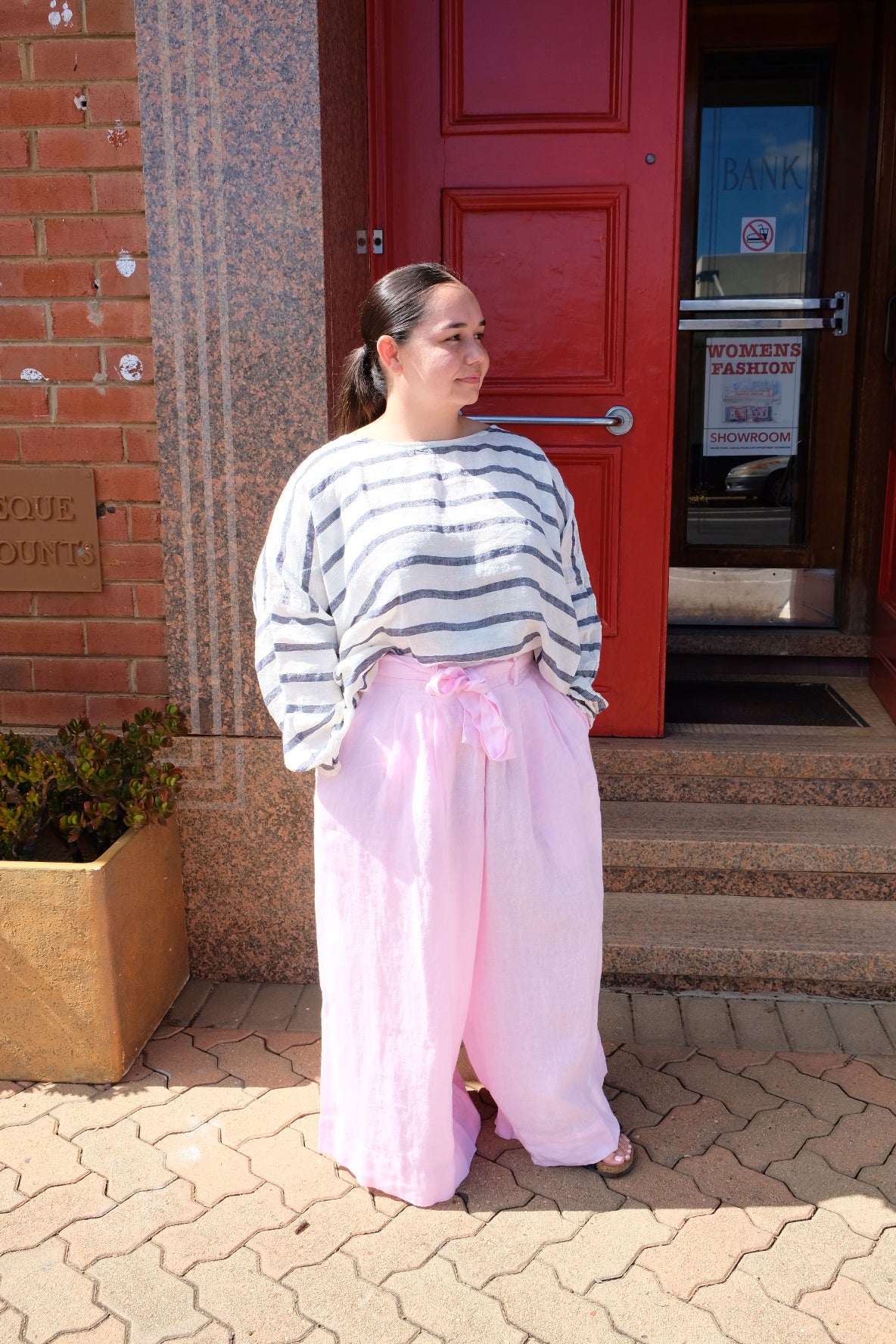 Harriet Trousers - Linen - Pink