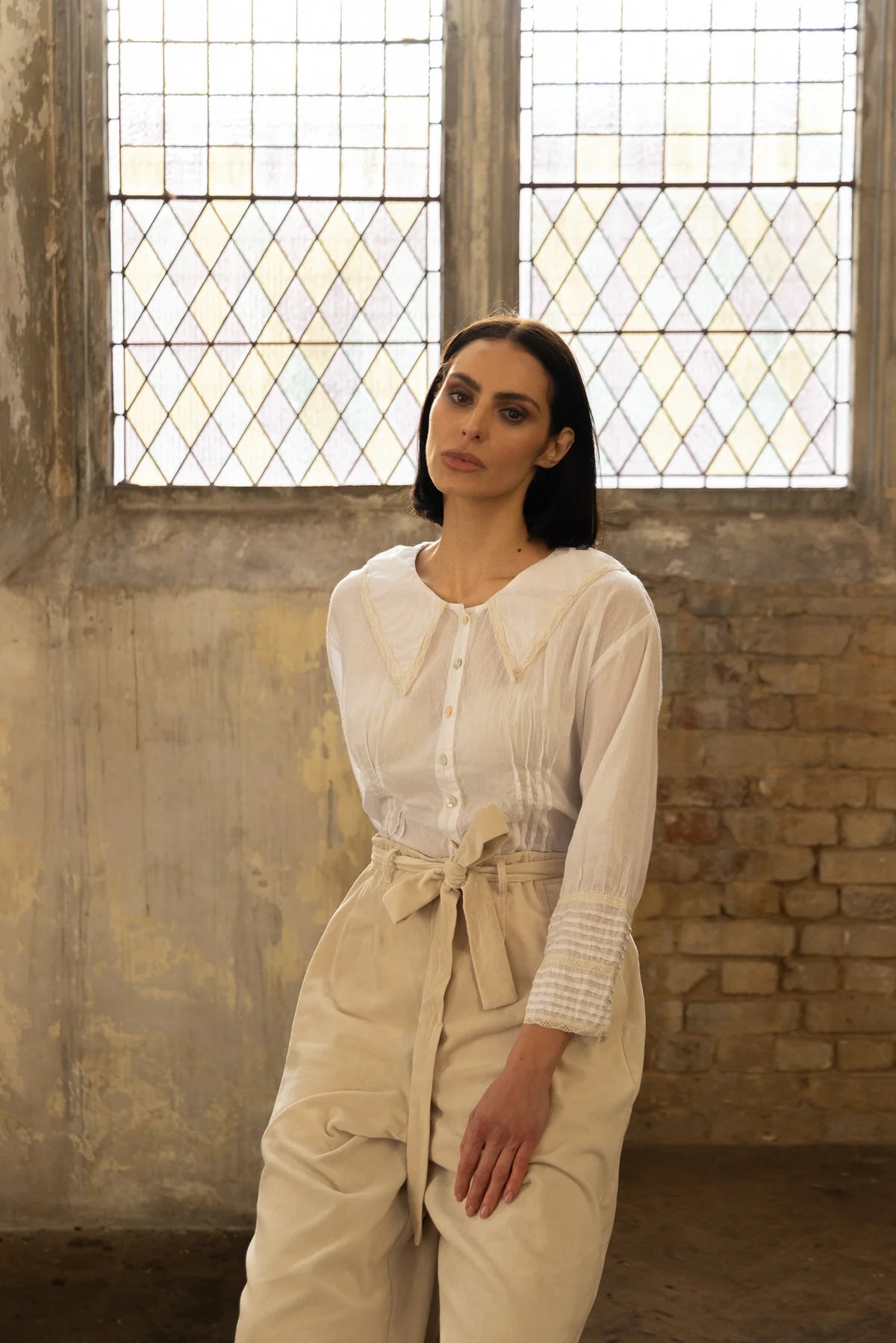 Wednesday Shirt - Cotton & Lace - White
