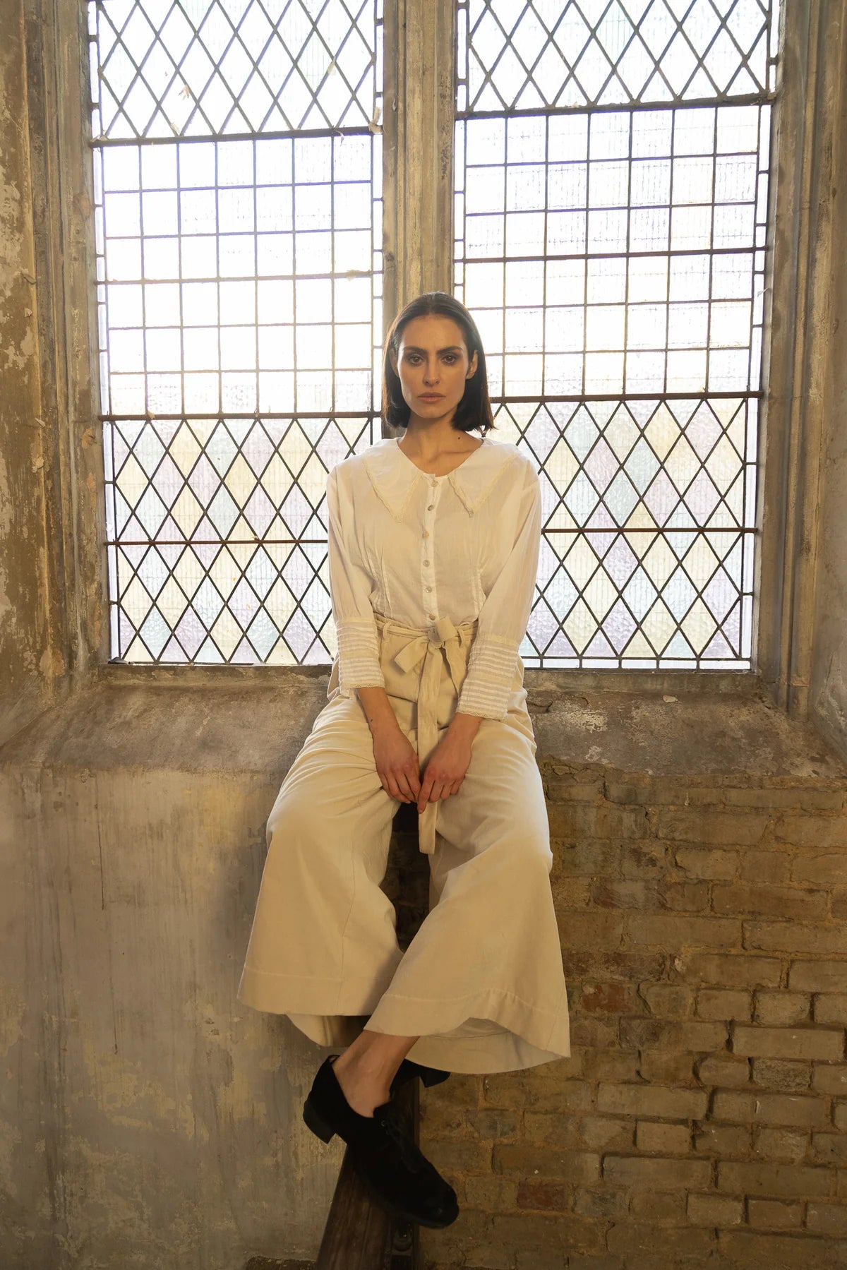 Harriet Trouser - Cotton Velvet - Fawn