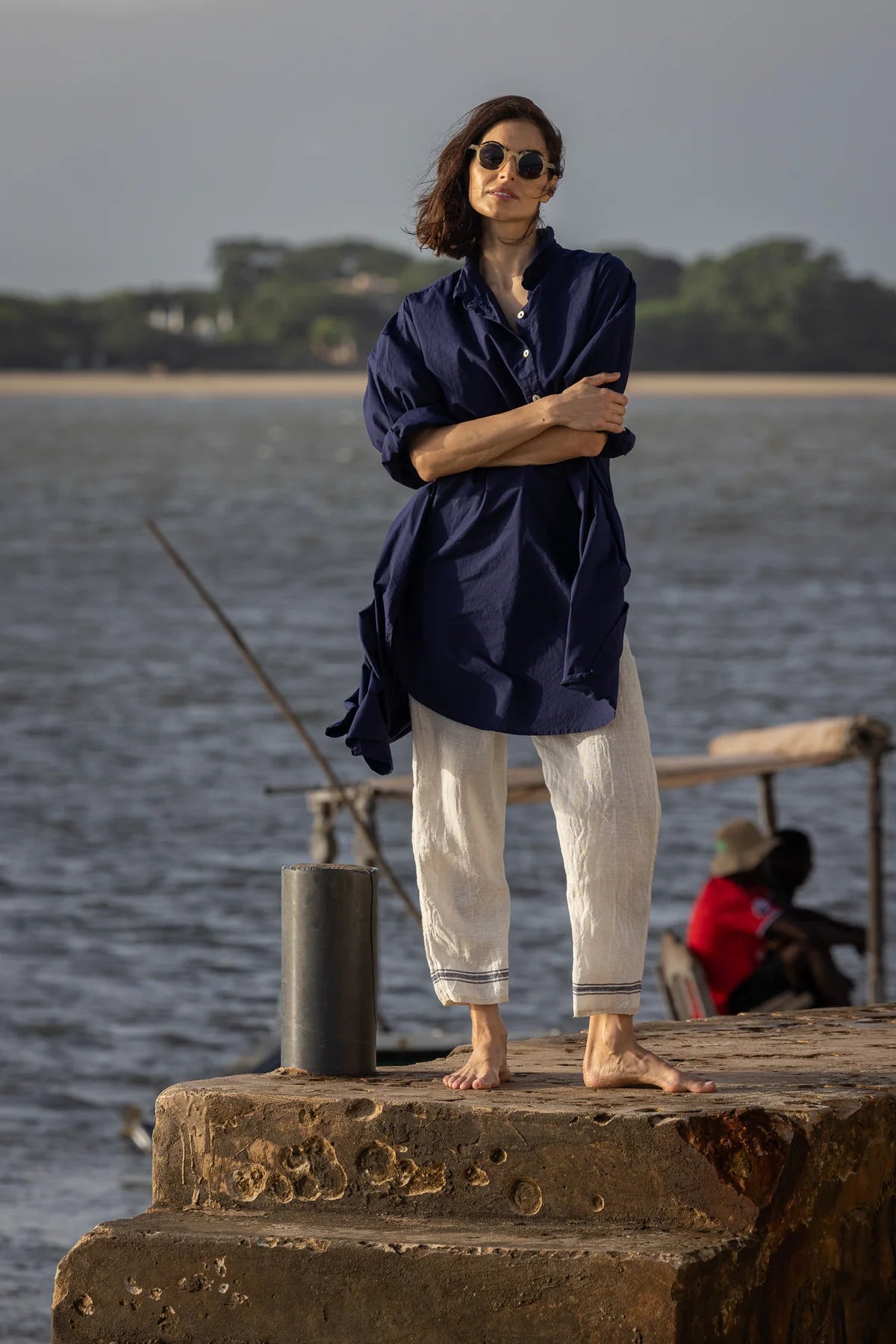 Harper Paper Cotton Shirt - Indigo