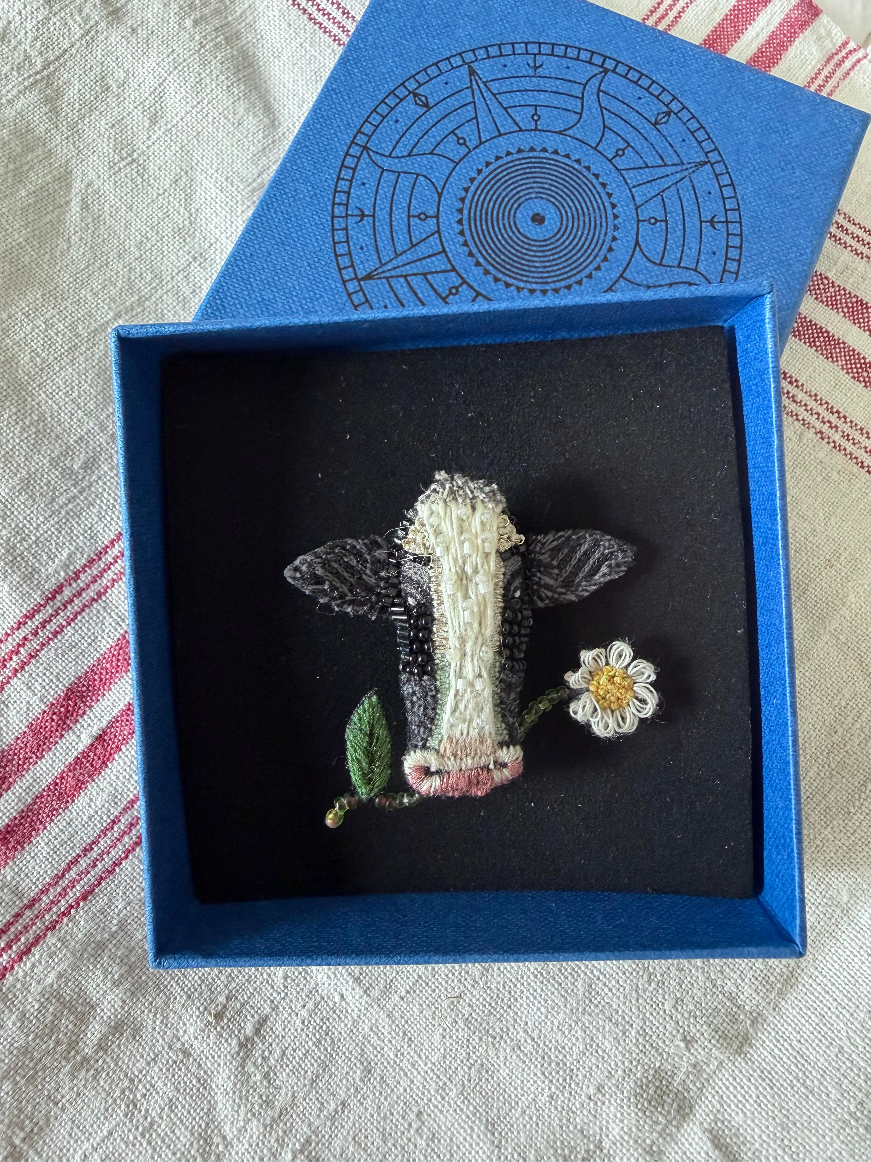 Happy cow brooch