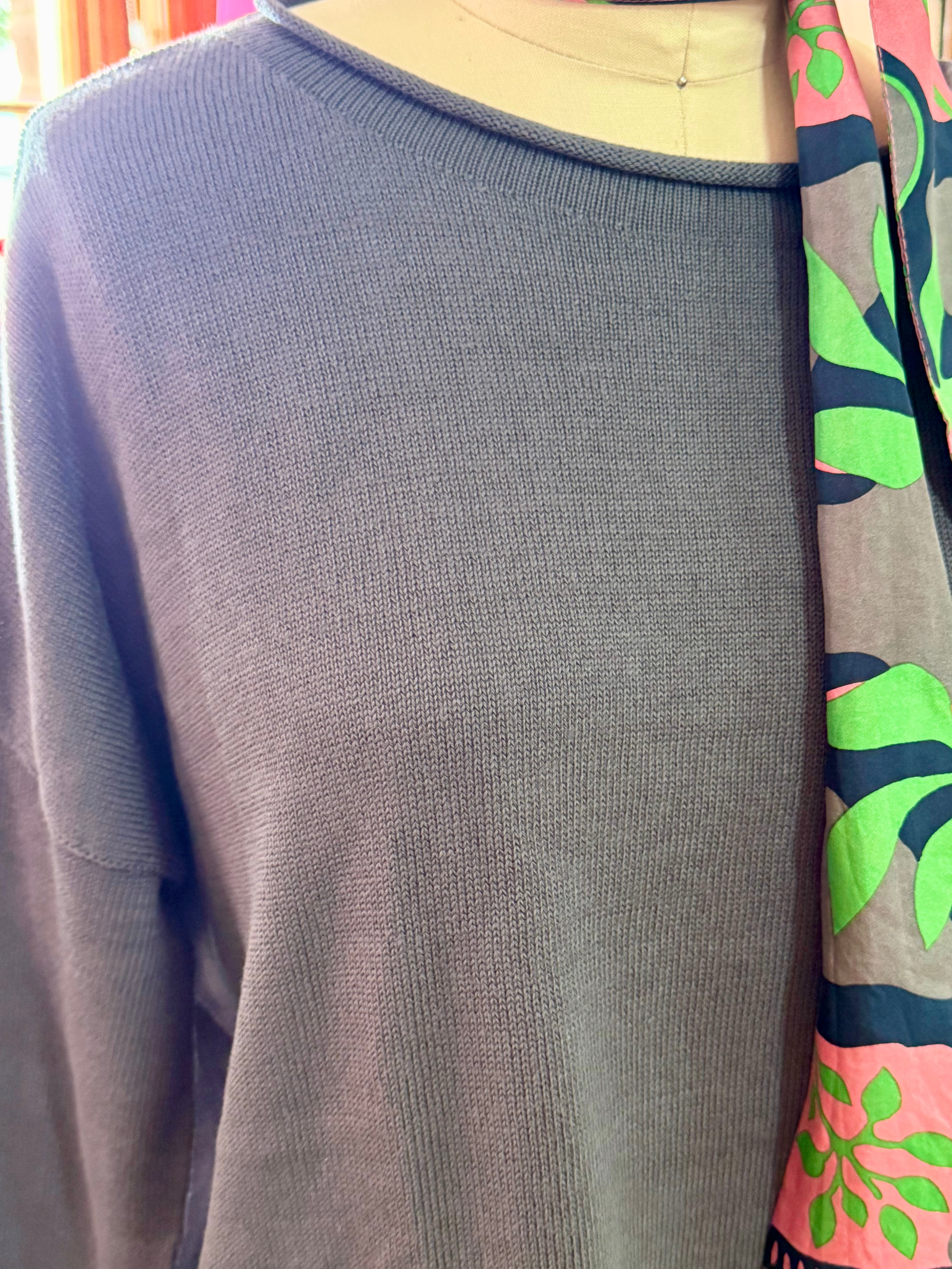 organic cotton curled edge knit - charcoal