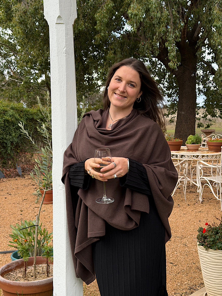 Matilda wool/cashmere shawl - Carob