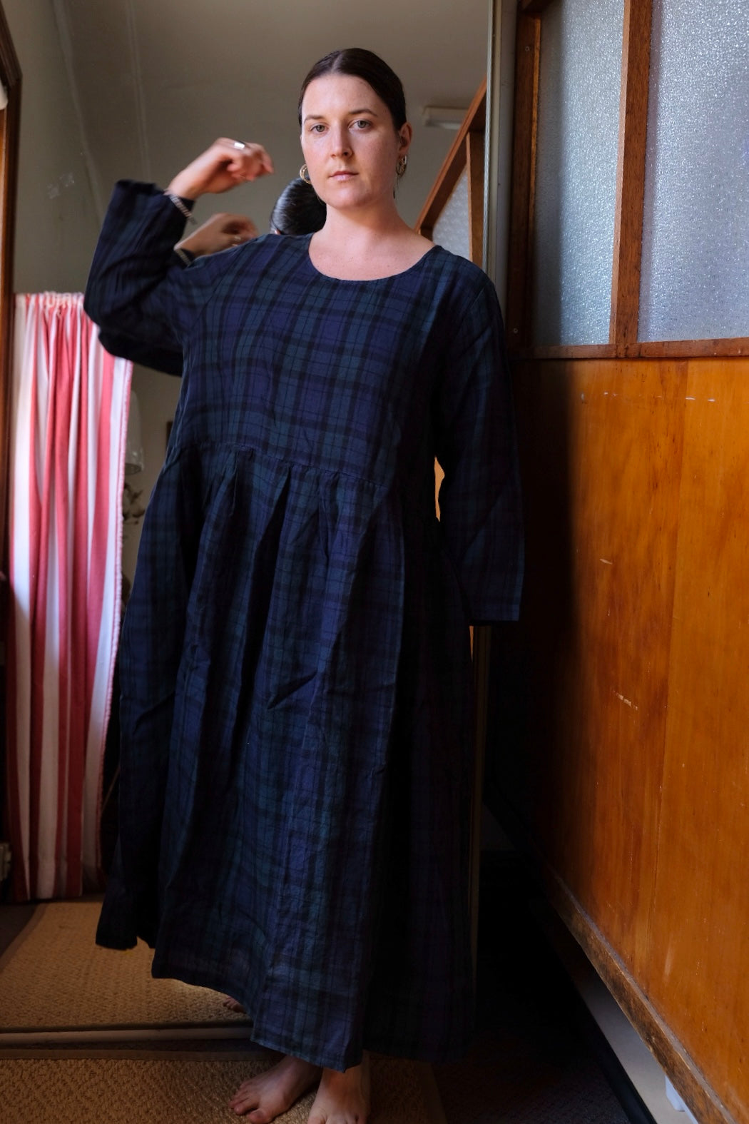 French linen dress - tartan