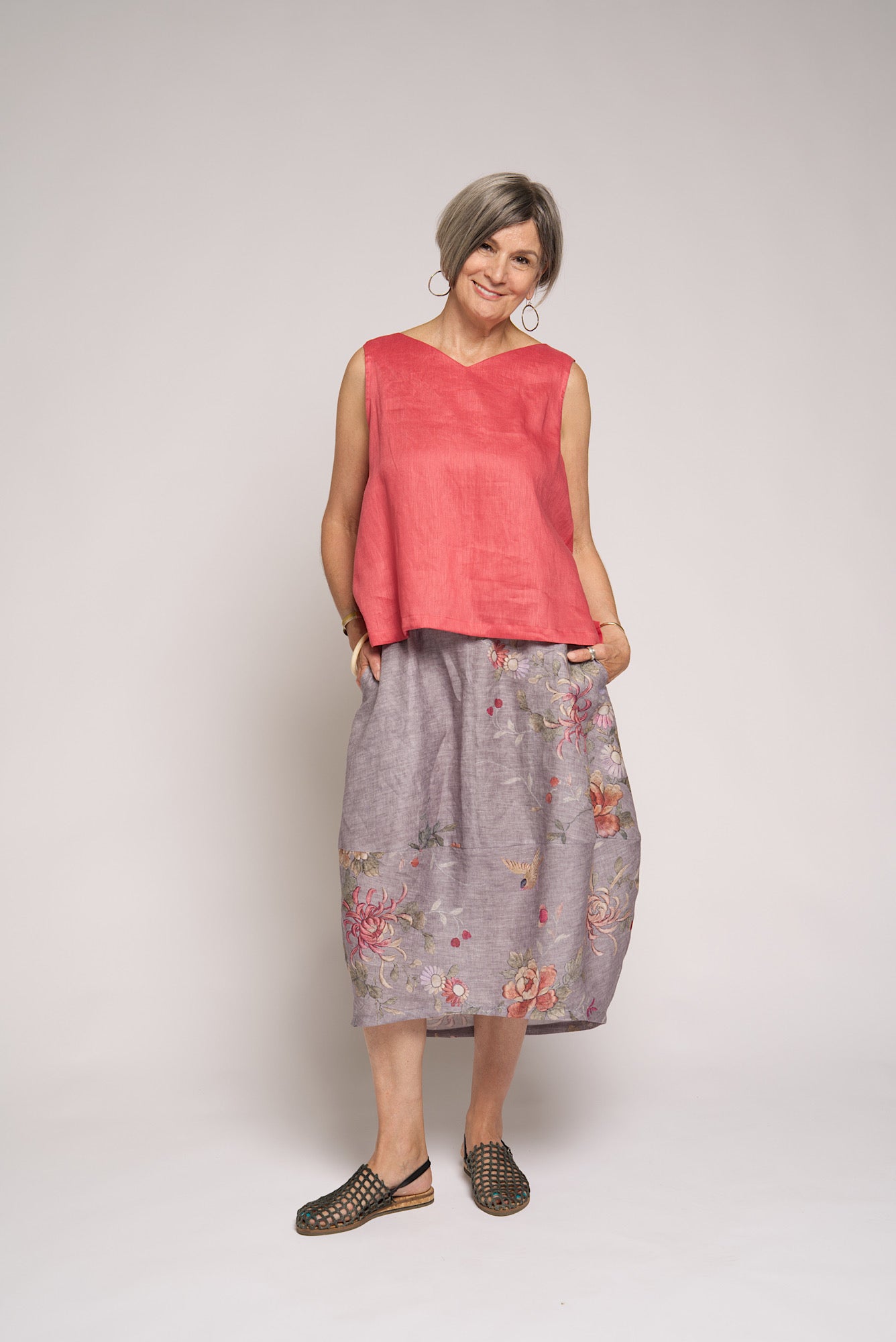 Tilly Skirt Floral Print - Grey