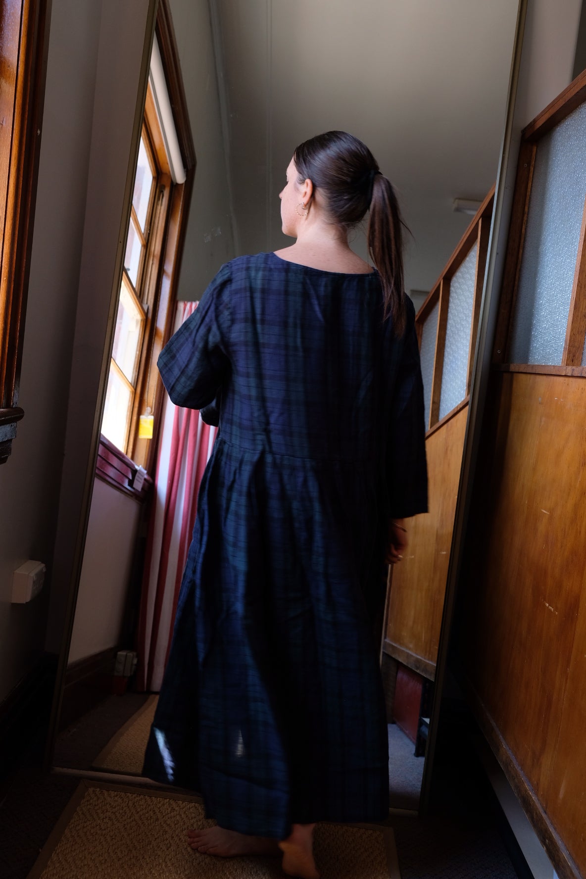 French linen dress - tartan