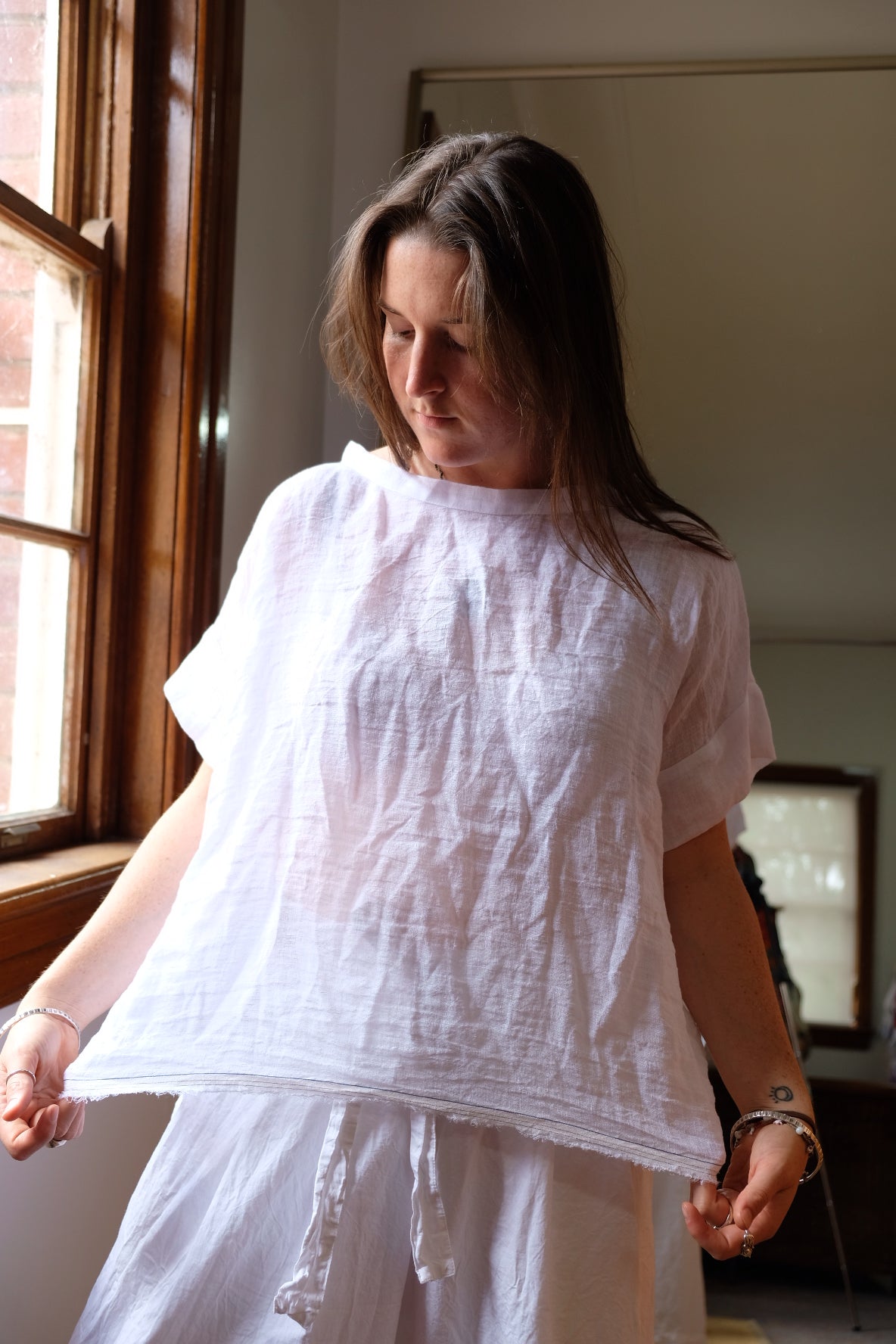 Gauze linen Tee - White