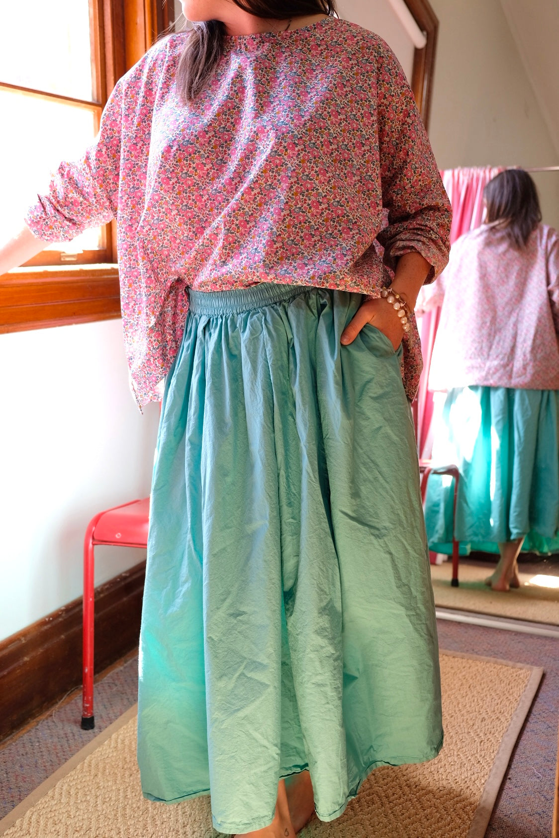 Ulla Skirt - cotton poplin - Duck Egg Blue