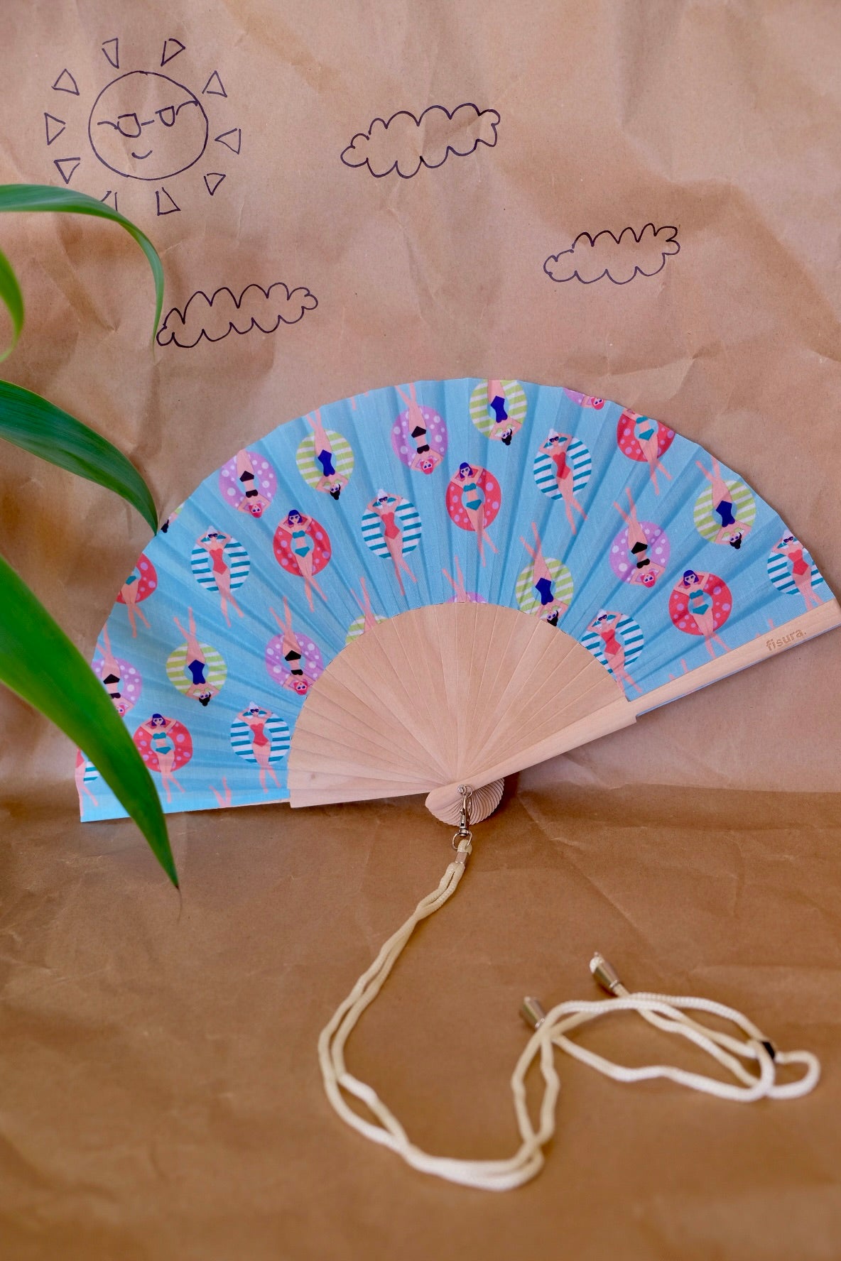 Folding Hand Fan - Swimmers