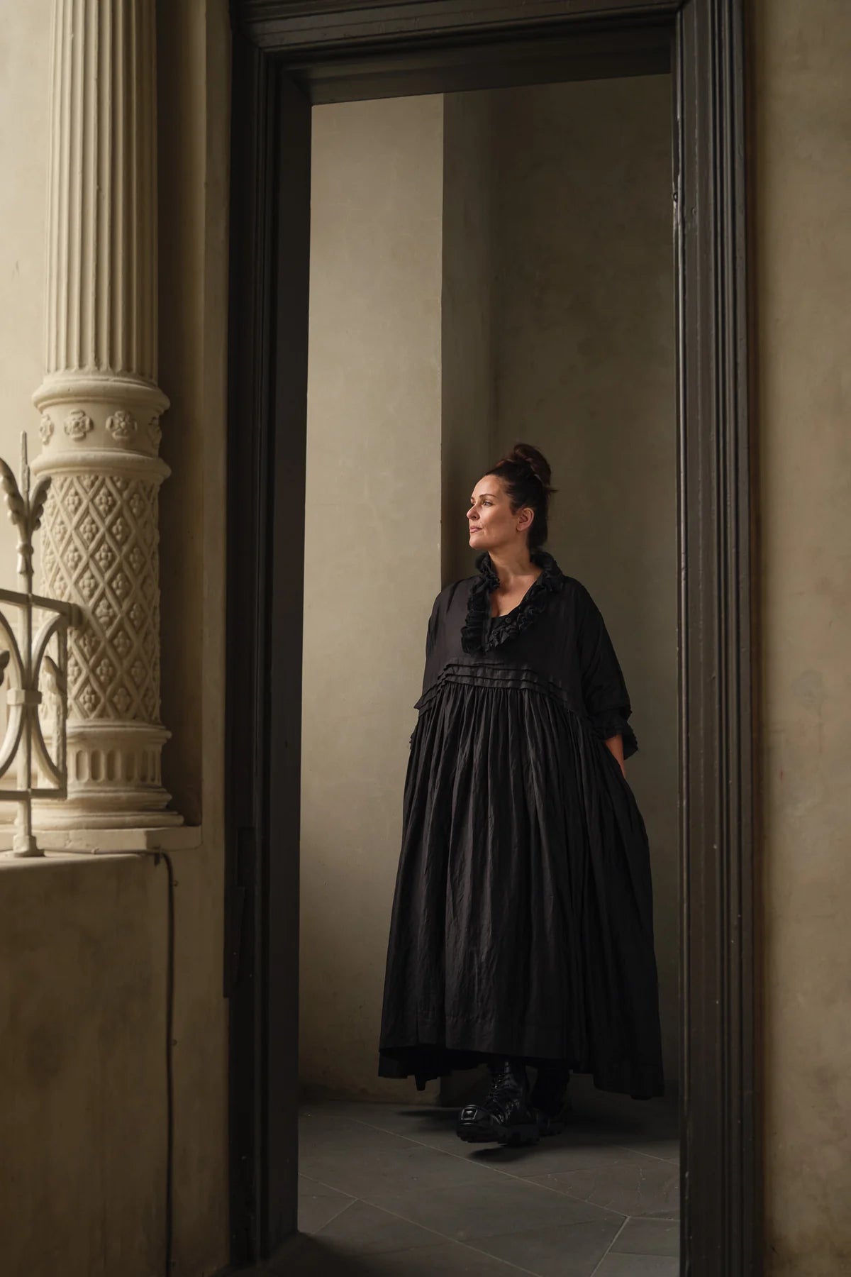 ODILE DRESS - SILK COTTON black