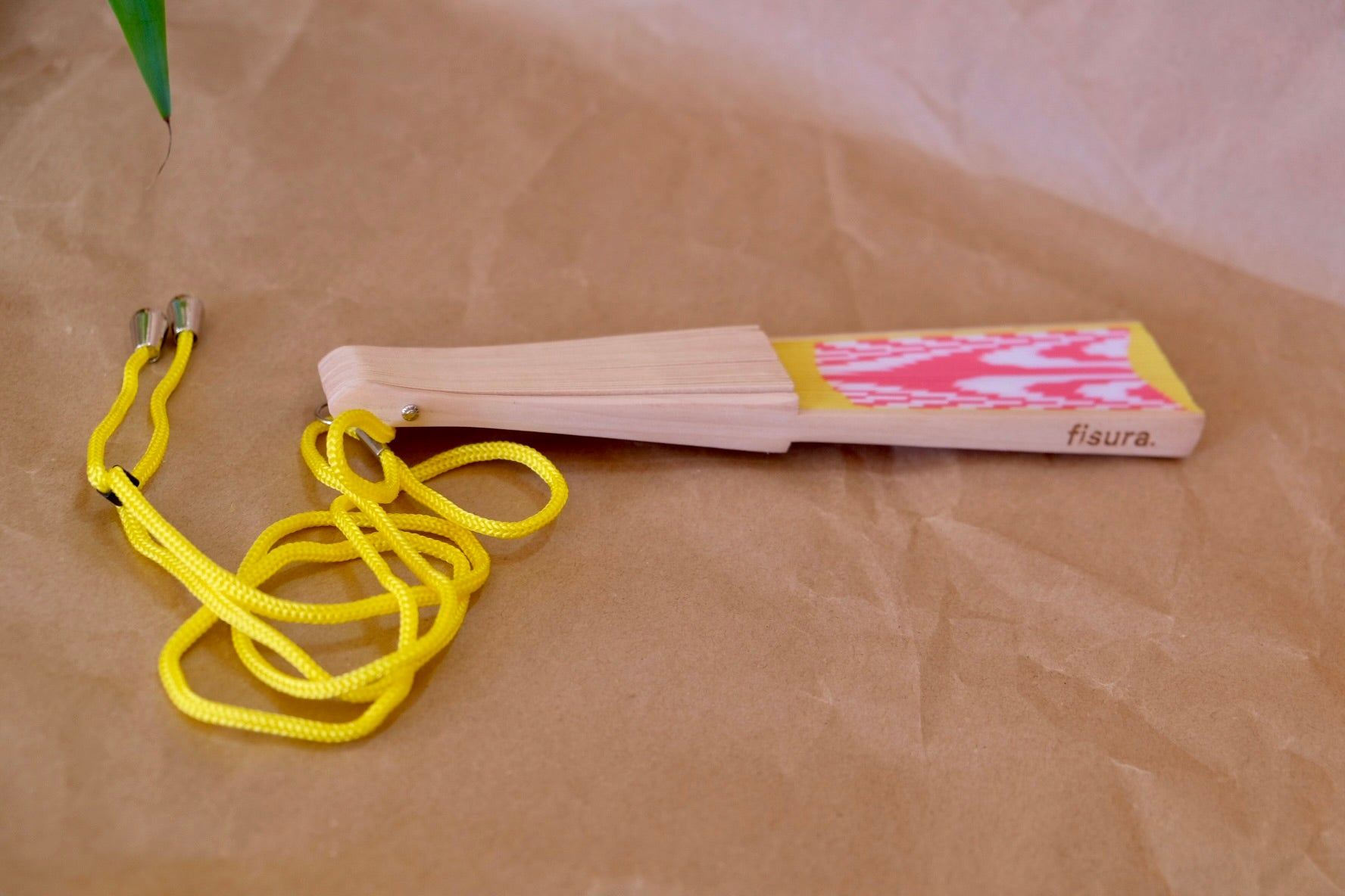 Folding Hand Fan - Yellow & Pink Stripes