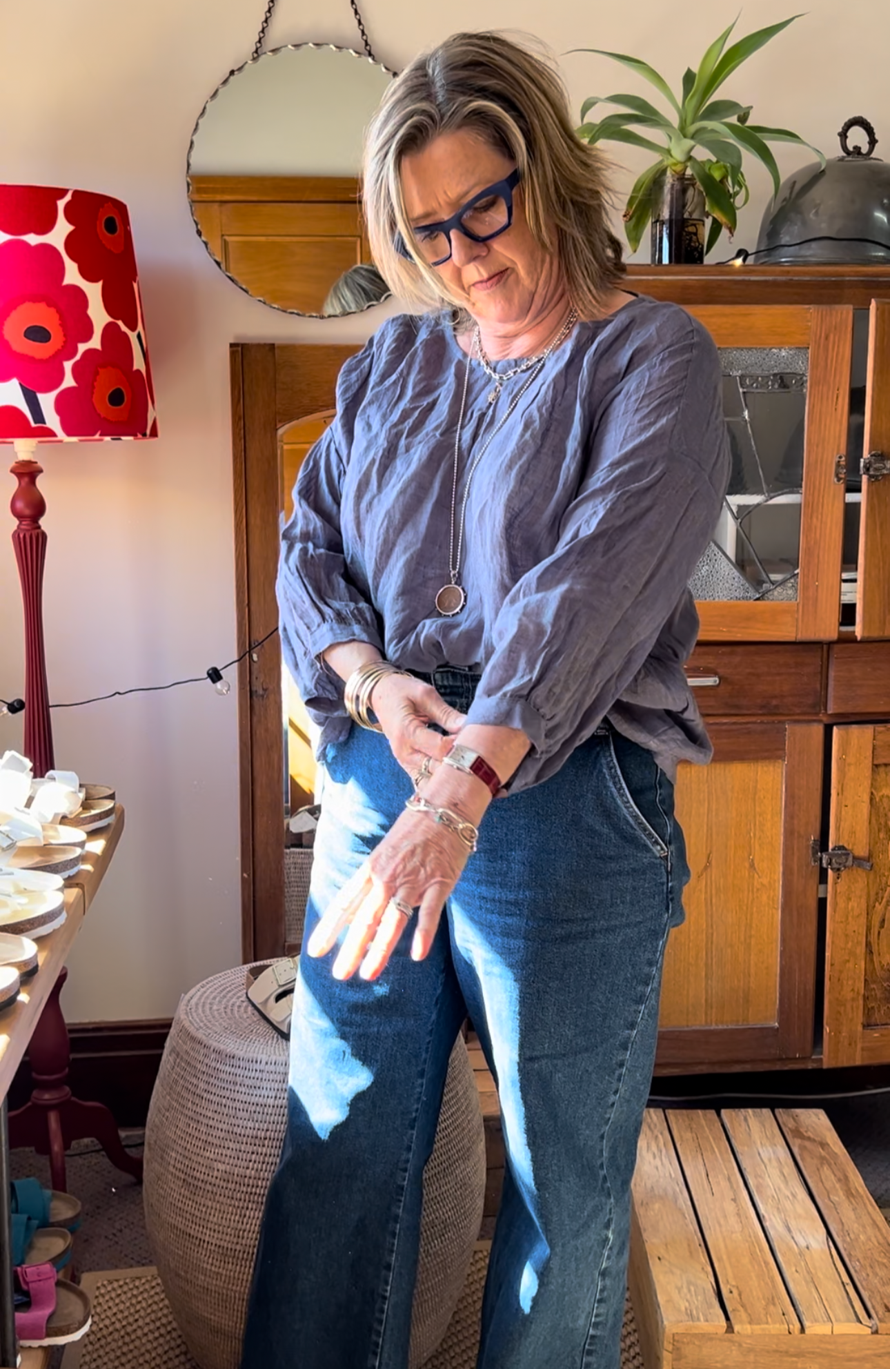 Cora linen Top - Steel
