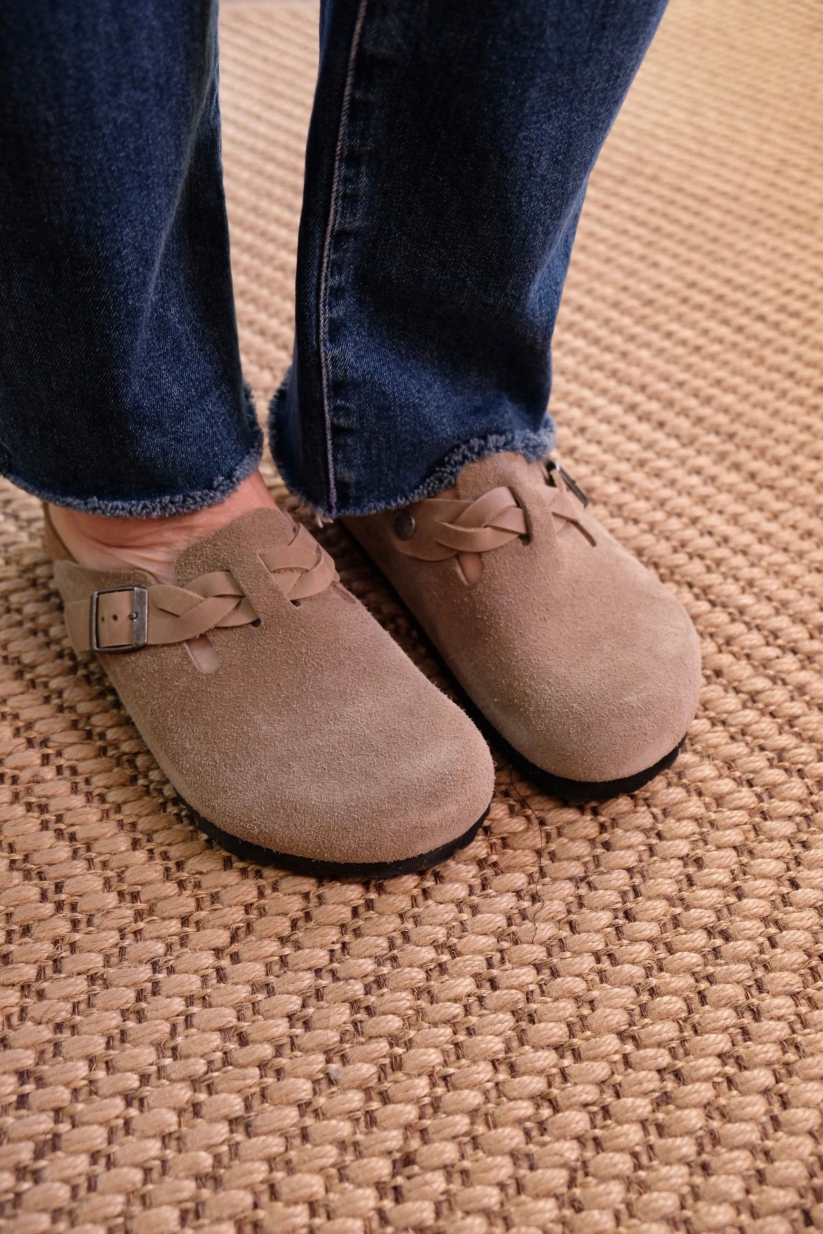 Boston Braided Taupe Suede Leather